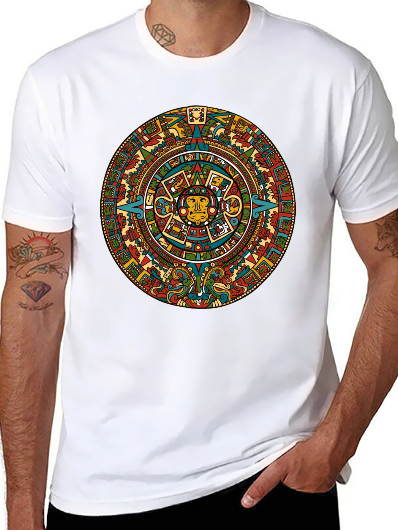 Aztec Calendar Graphic Print T-Shirt