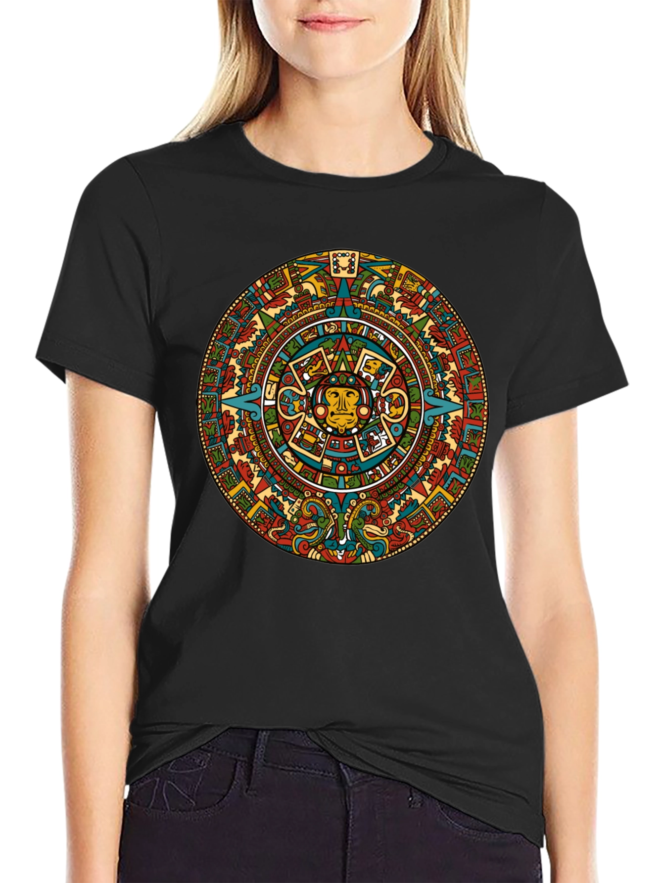 Aztec Calendar Graphic Print T-Shirt