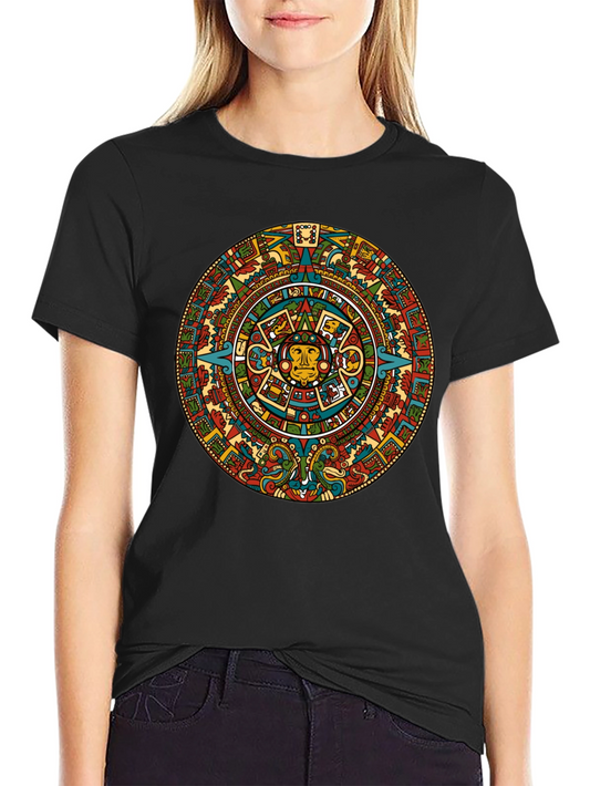 Aztec Calendar Graphic Print T-Shirt