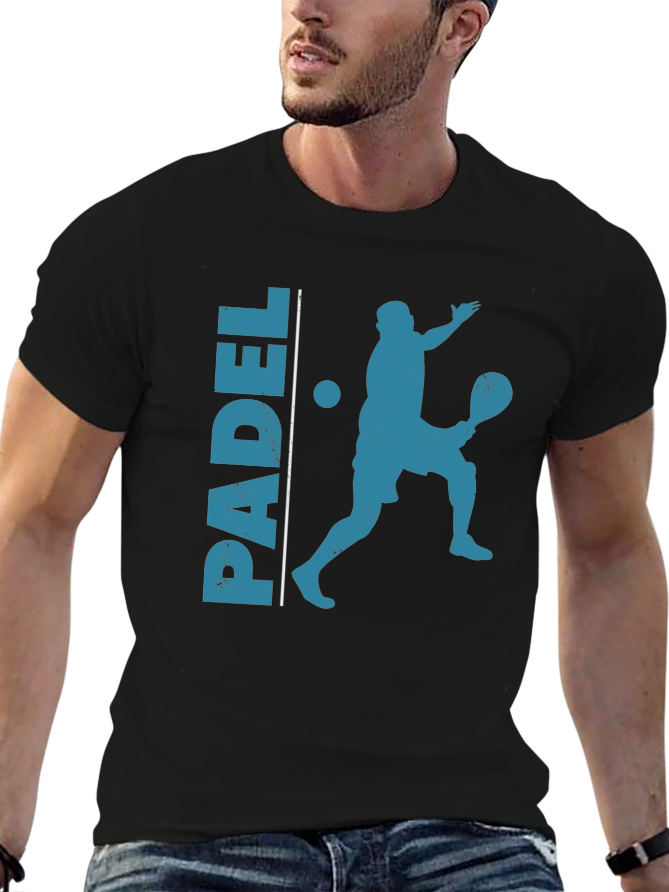 Padel Player Graphic Tee - Black Cotton Shirt