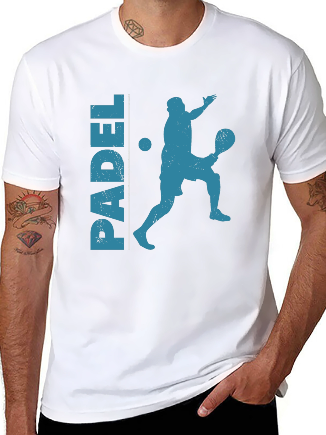 Padel Player Graphic Tee - Black Cotton Shirt