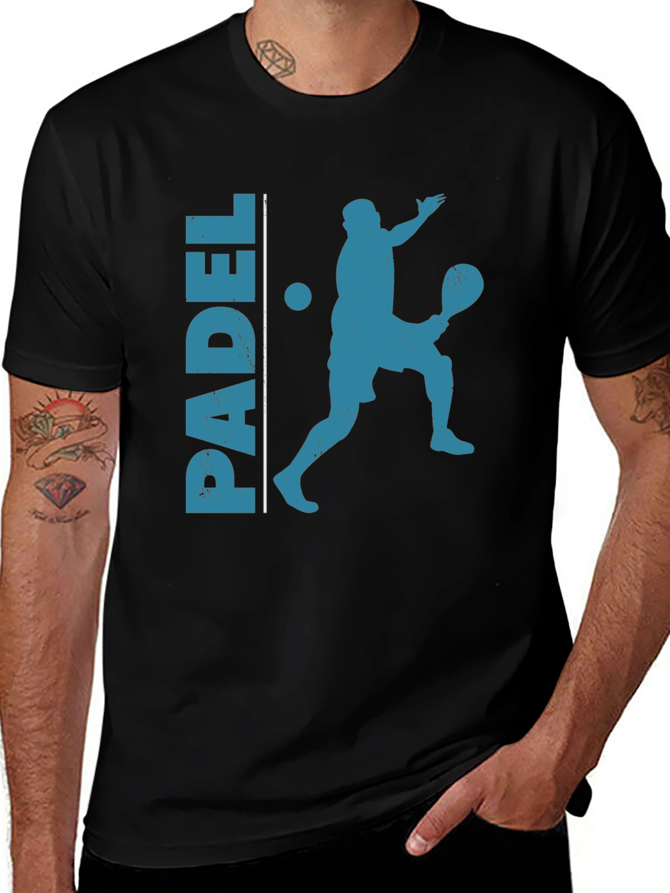 Padel Player Graphic Tee - Black Cotton Shirt