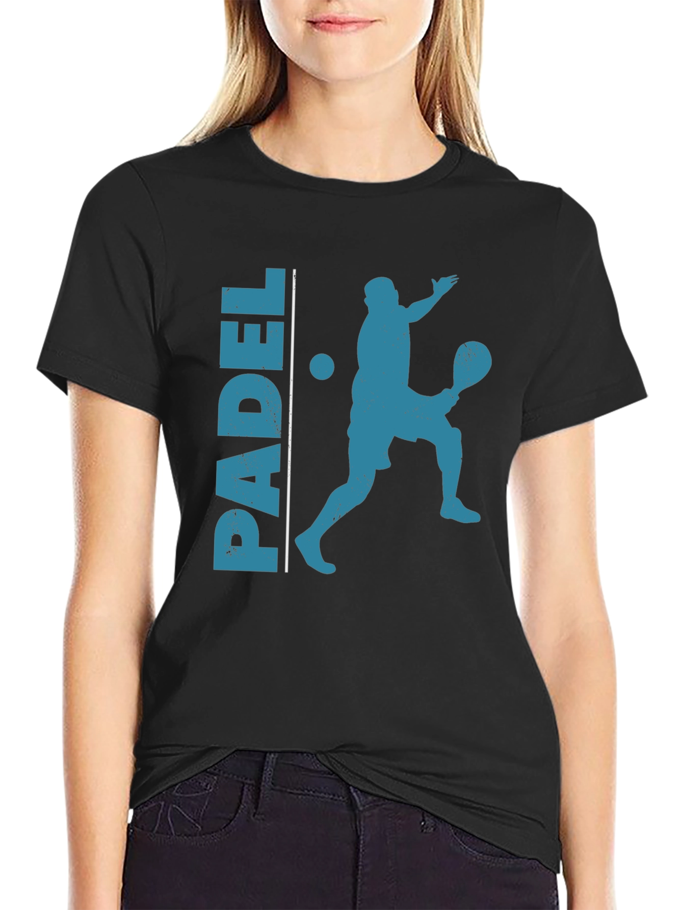 Padel Player Graphic Tee - Black Cotton Shirt
