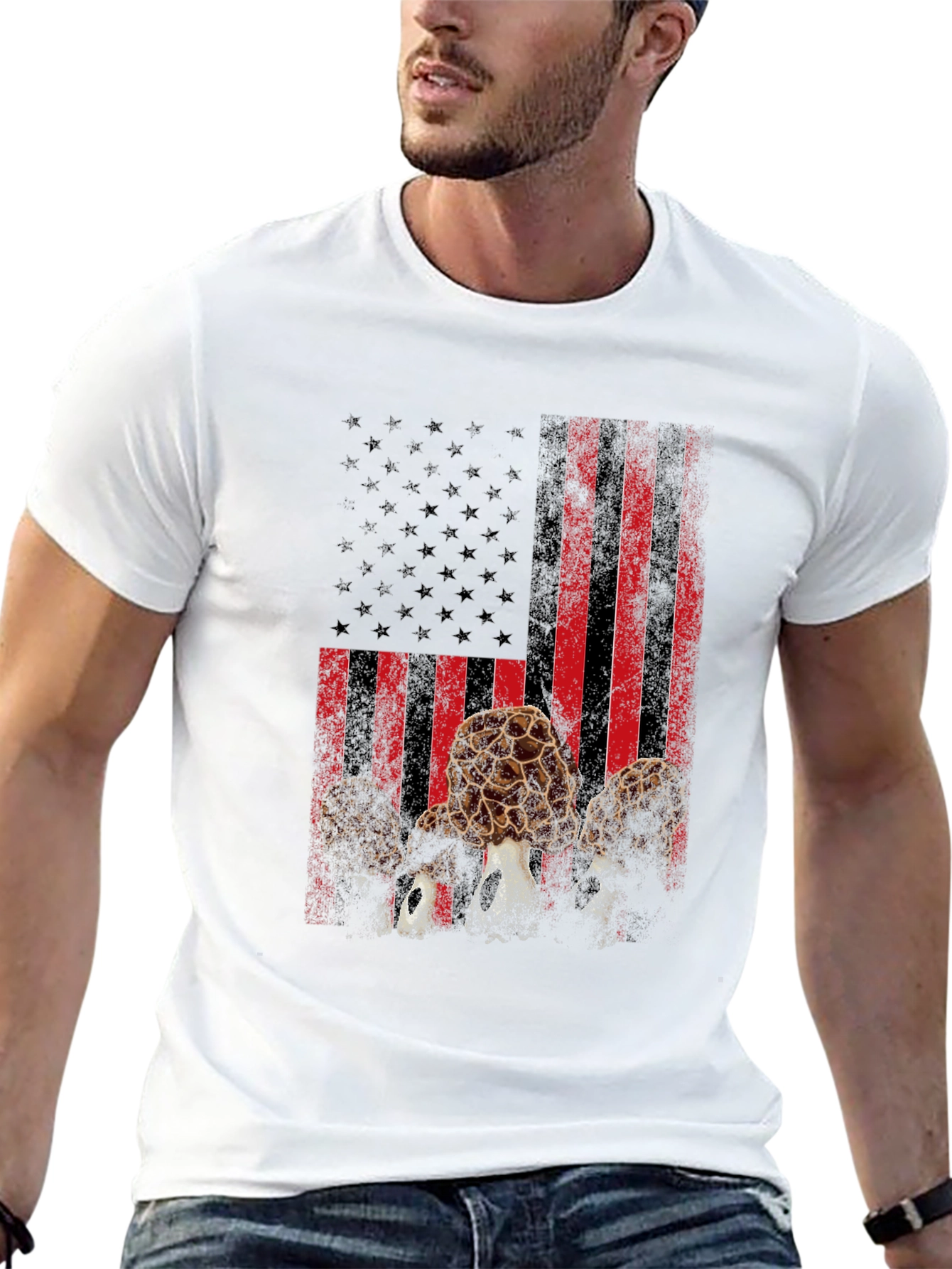 Morel Mushroom American Flag T-Shirt