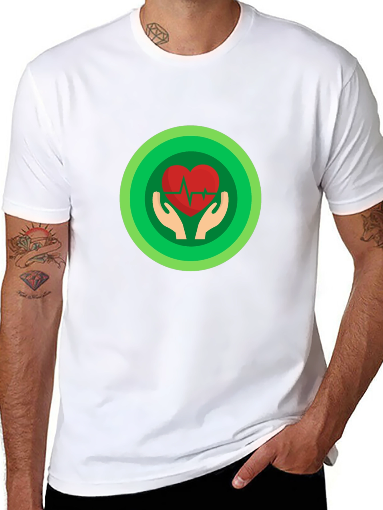 Heartbeat Hand Graphic Tee - Black Cotton T-Shirt