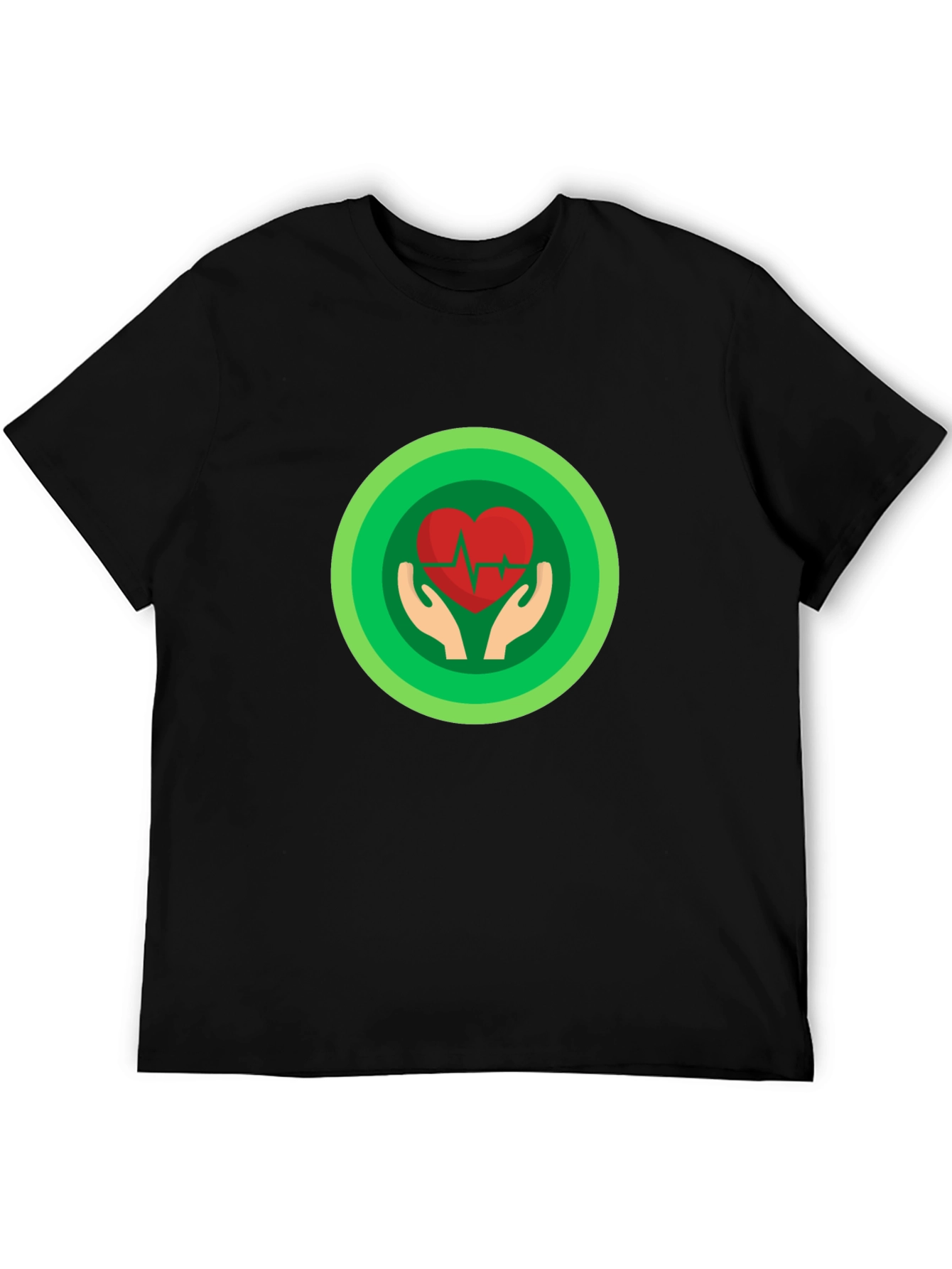 Heartbeat Hand Graphic Tee - Black Cotton T-Shirt