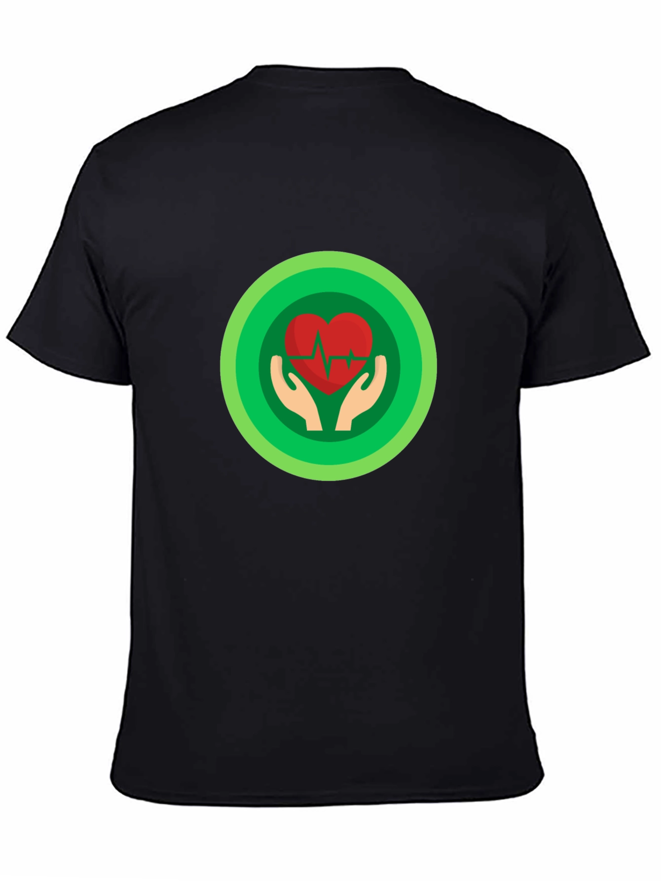 Heartbeat Hand Graphic Tee - Black Cotton T-Shirt