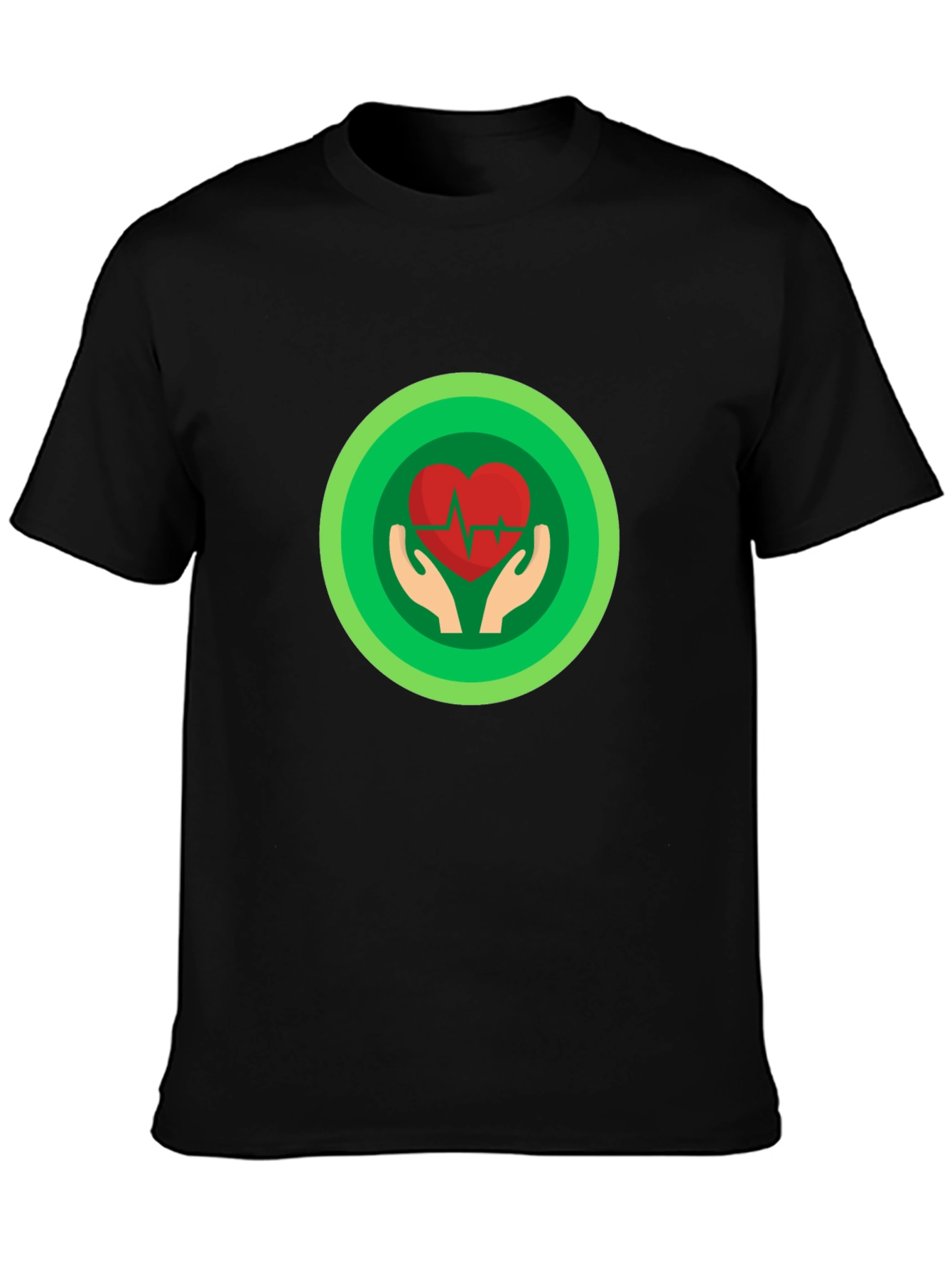 Heartbeat Hand Graphic Tee - Black Cotton T-Shirt