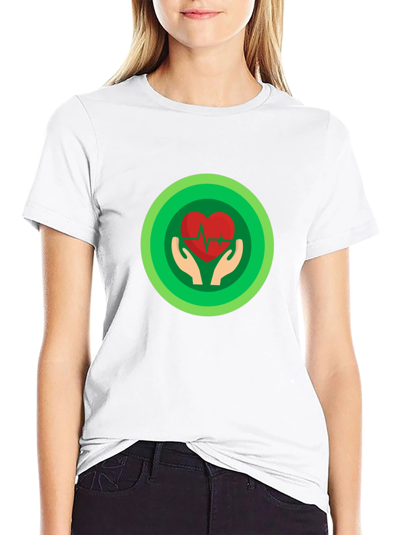 Heartbeat Hand Graphic Tee - Black Cotton T-Shirt