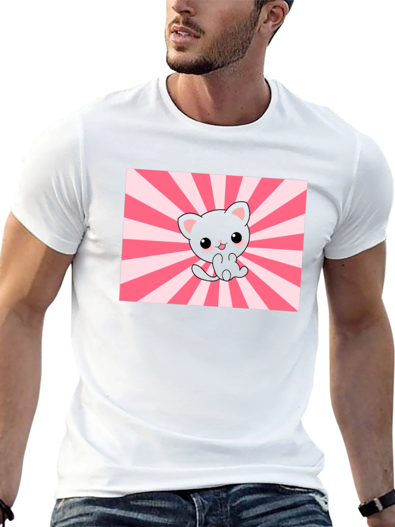 Cute Kawaii Cat T-Shirt - Black