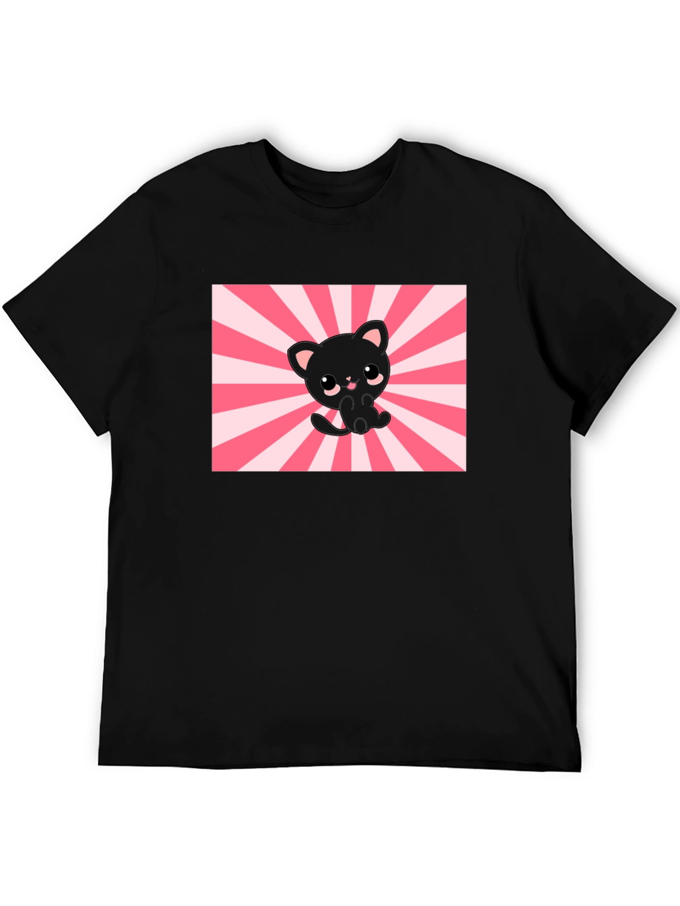 Cute Kawaii Cat T-Shirt - Black