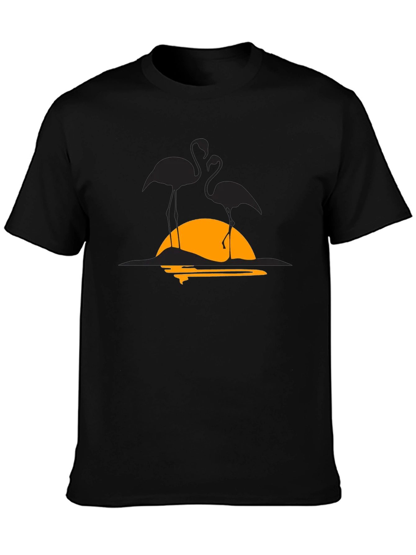 Flamingo Sunset Graphic Tee - Black