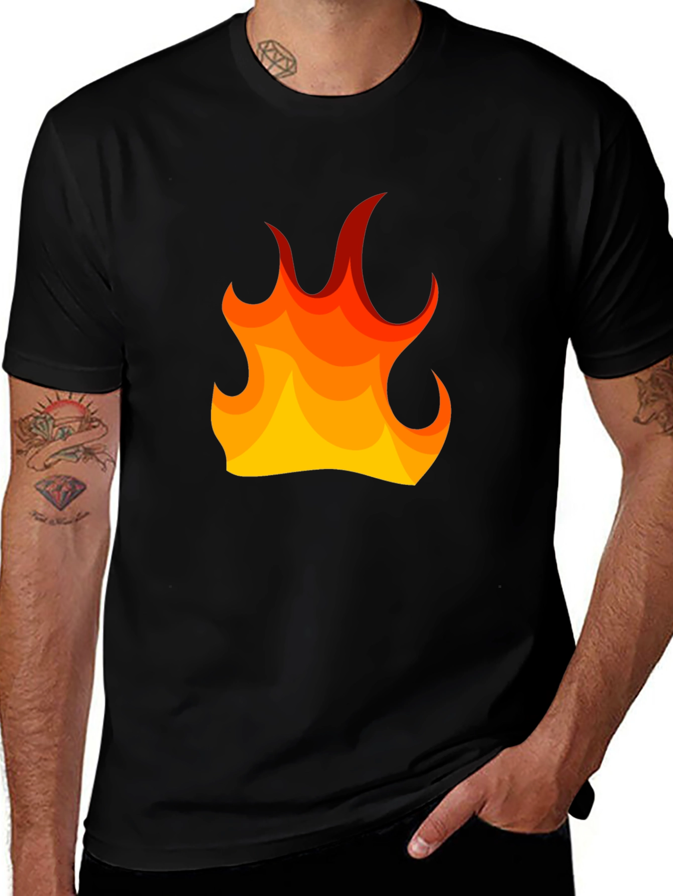 Fiery Flame Graphic Tee - Mens Black T-Shirt
