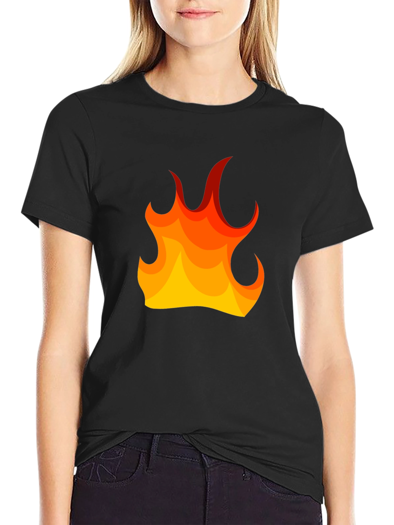 Fiery Flame Graphic Tee - Mens Black T-Shirt