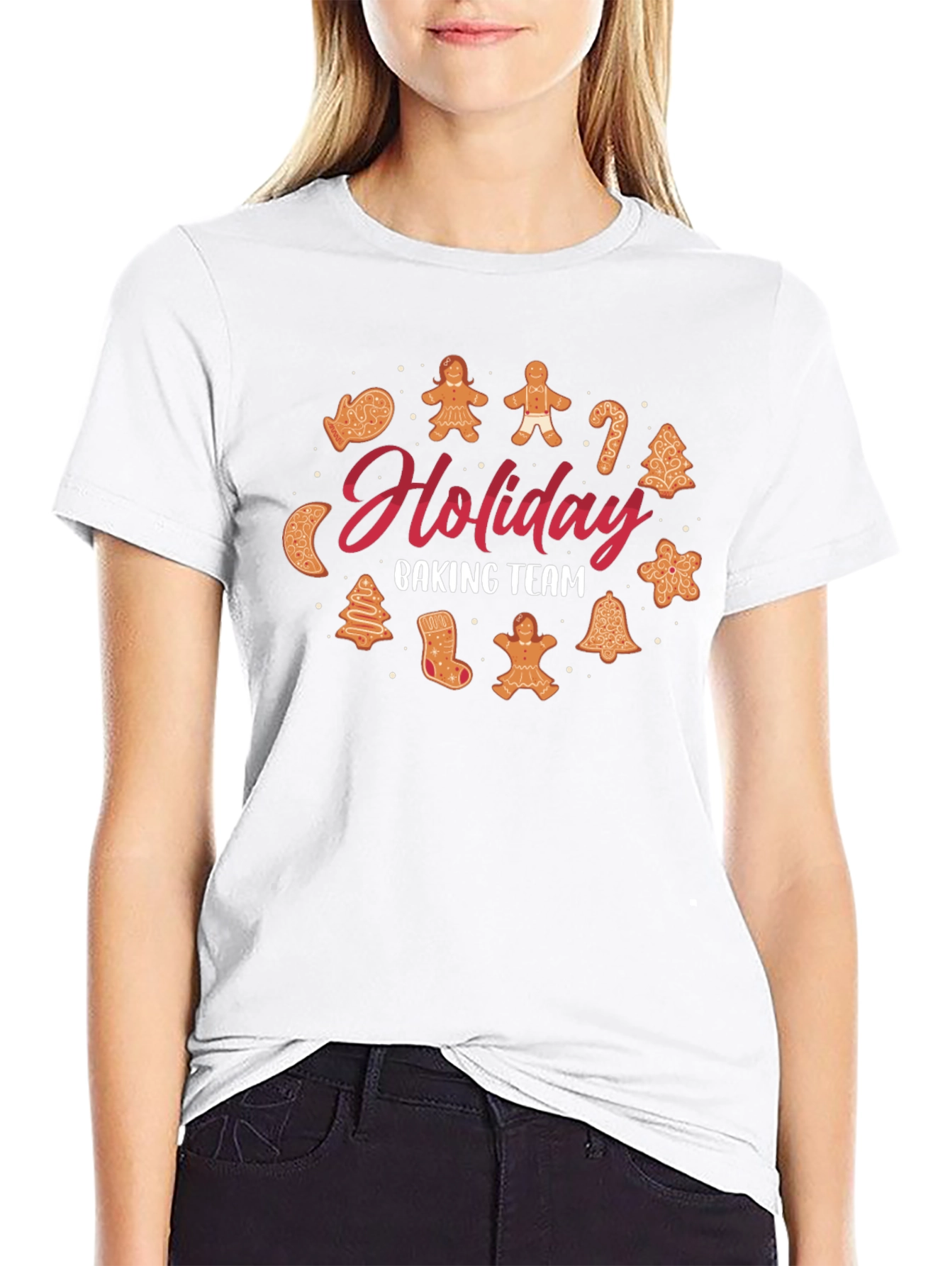 Holiday Baking Team Black Crew Neck T-Shirt