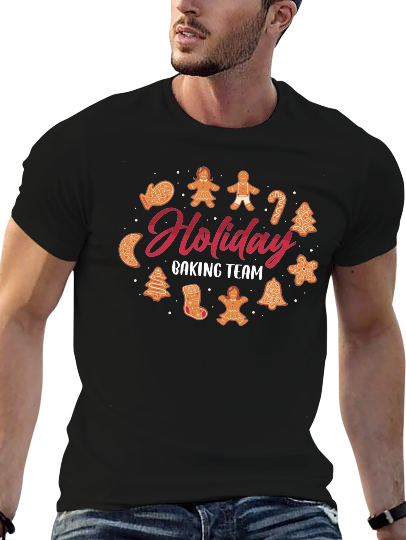 Holiday Baking Team Black Crew Neck T-Shirt