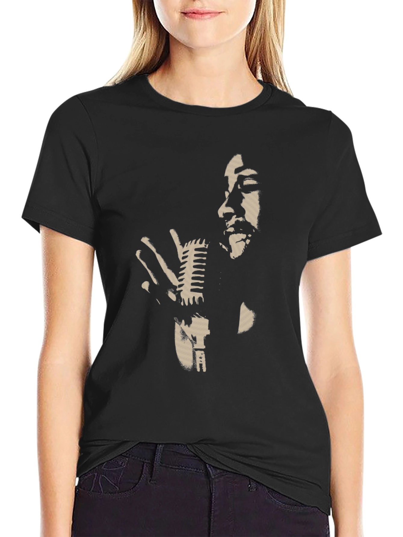 Retro Singer Graphic Tee - Classic Black T-Shirt