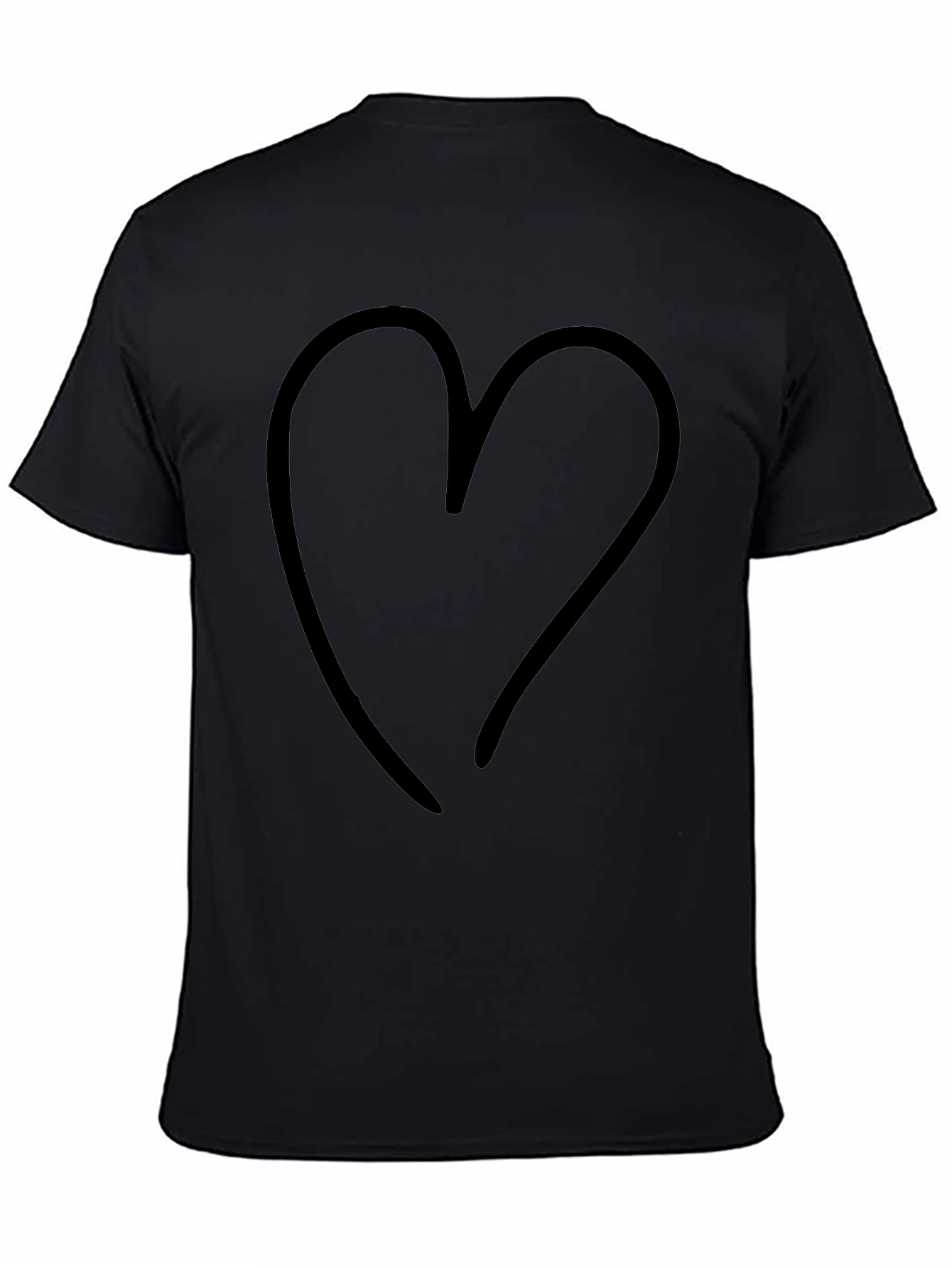 Minimalist Heart Graphic T-Shirt - Solid Black