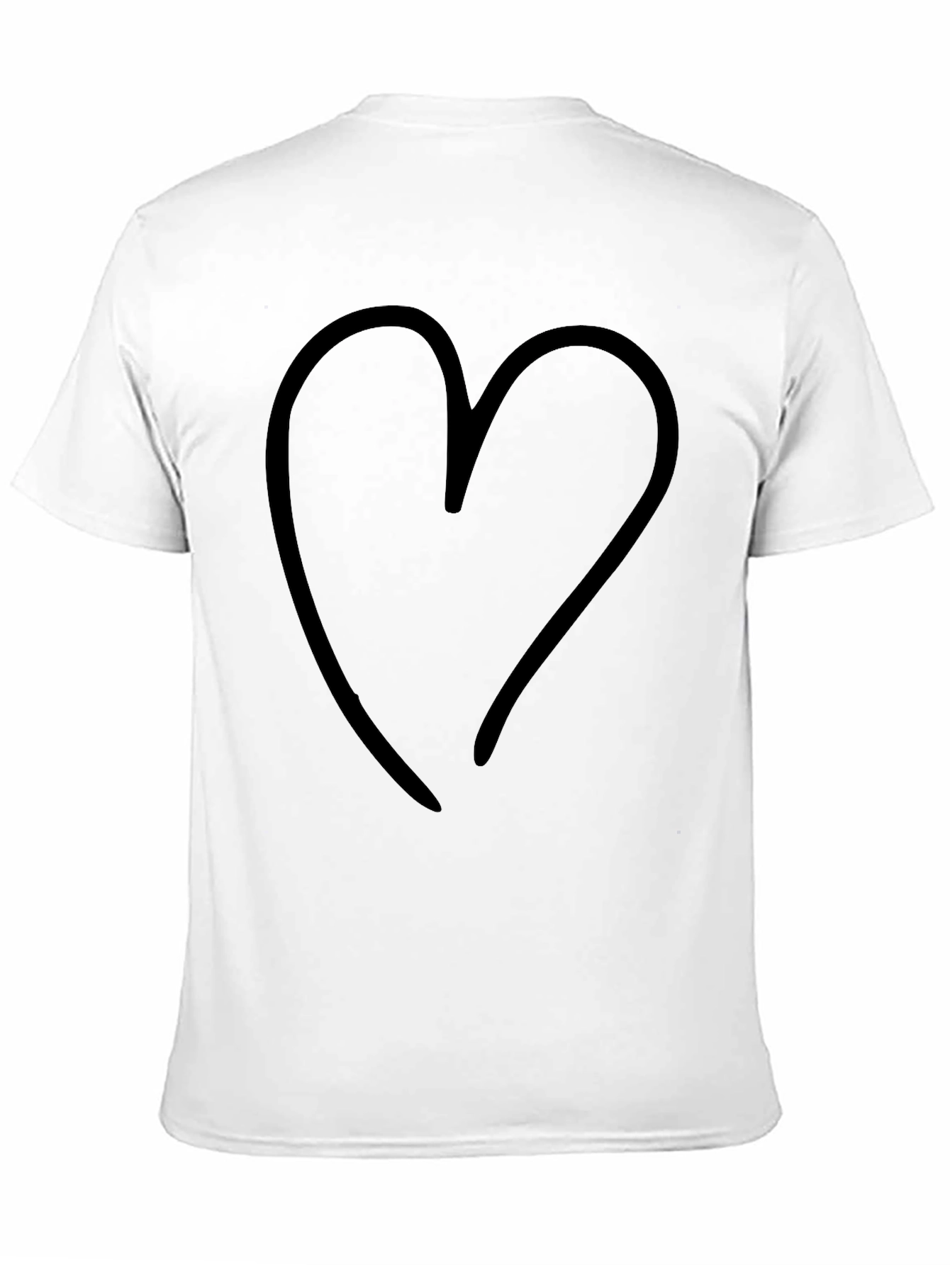 Minimalist Heart Graphic T-Shirt - Solid Black