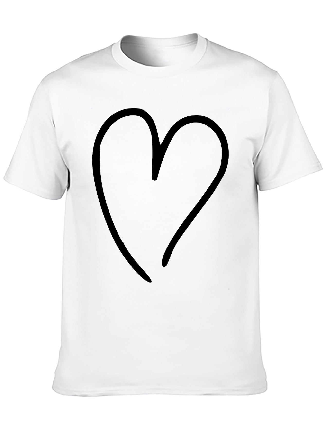 Minimalist Heart Graphic T-Shirt - Solid Black