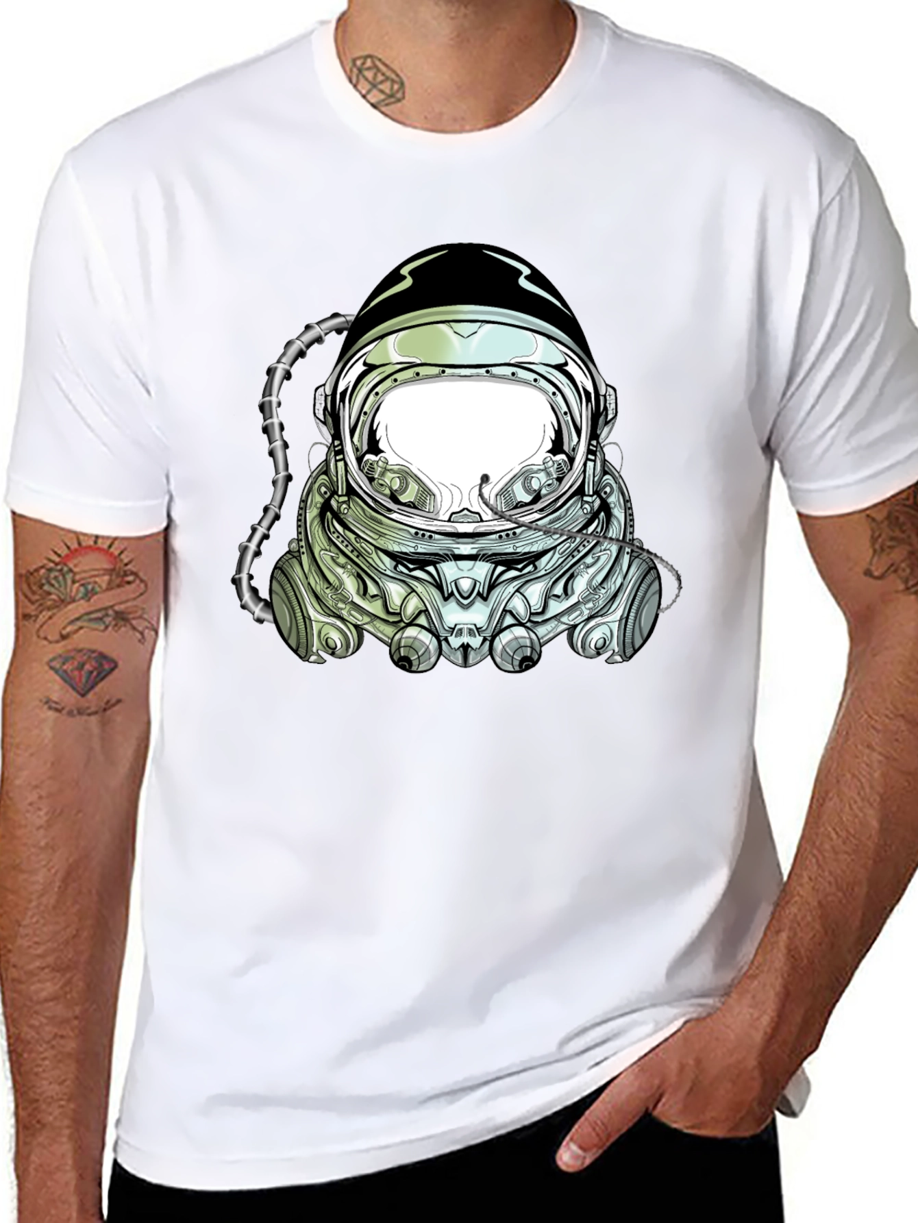 Astronaut Helmet Graphic T-Shirt - Black