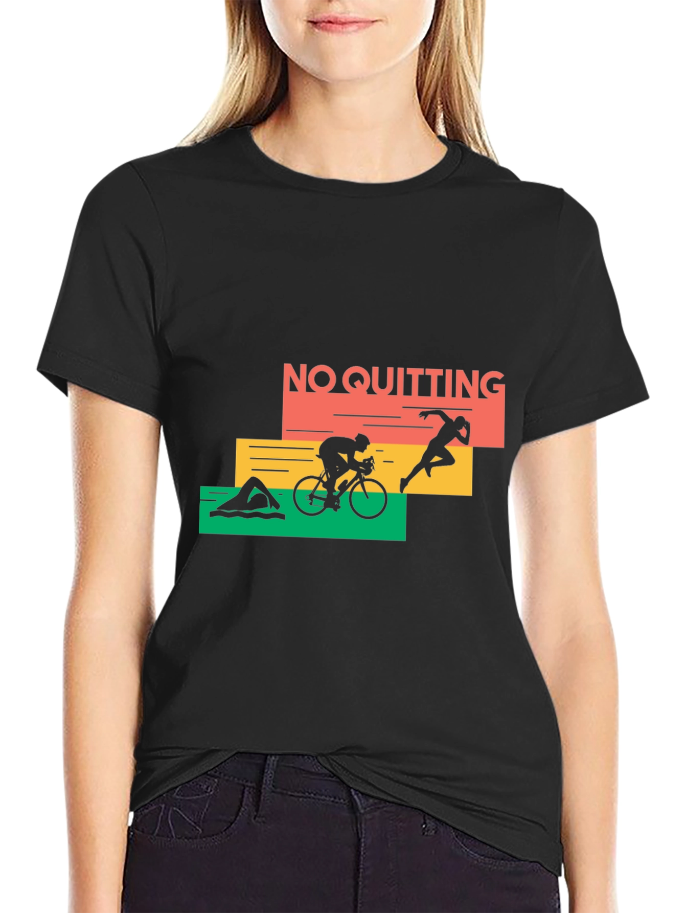 No Quitting Triathlon T-Shirt - Black