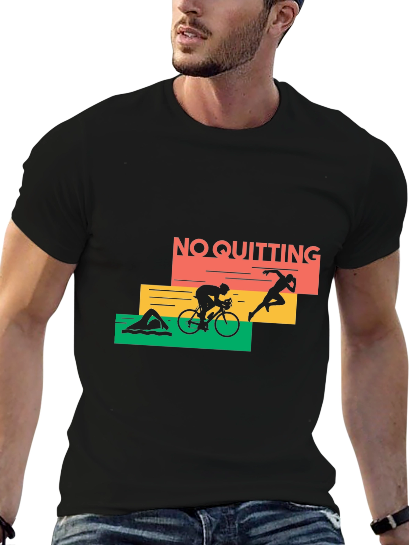 No Quitting Triathlon T-Shirt - Black