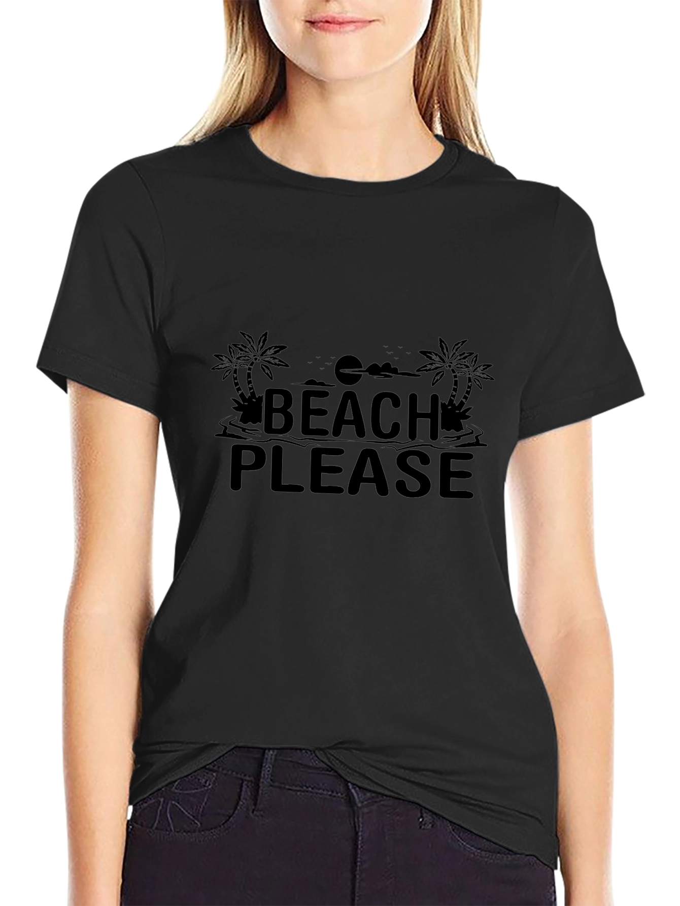 Beach Please Graphic Tee - Black Unisex T-Shirt