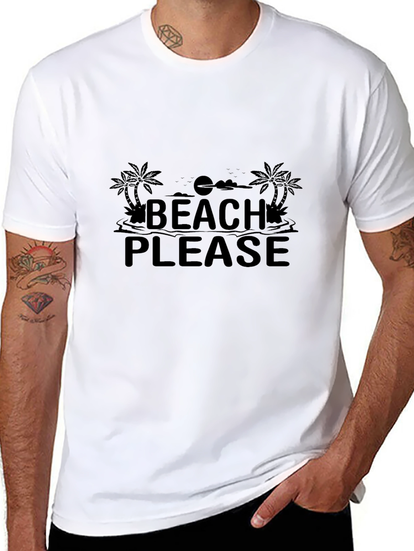 Beach Please Graphic Tee - Black Unisex T-Shirt