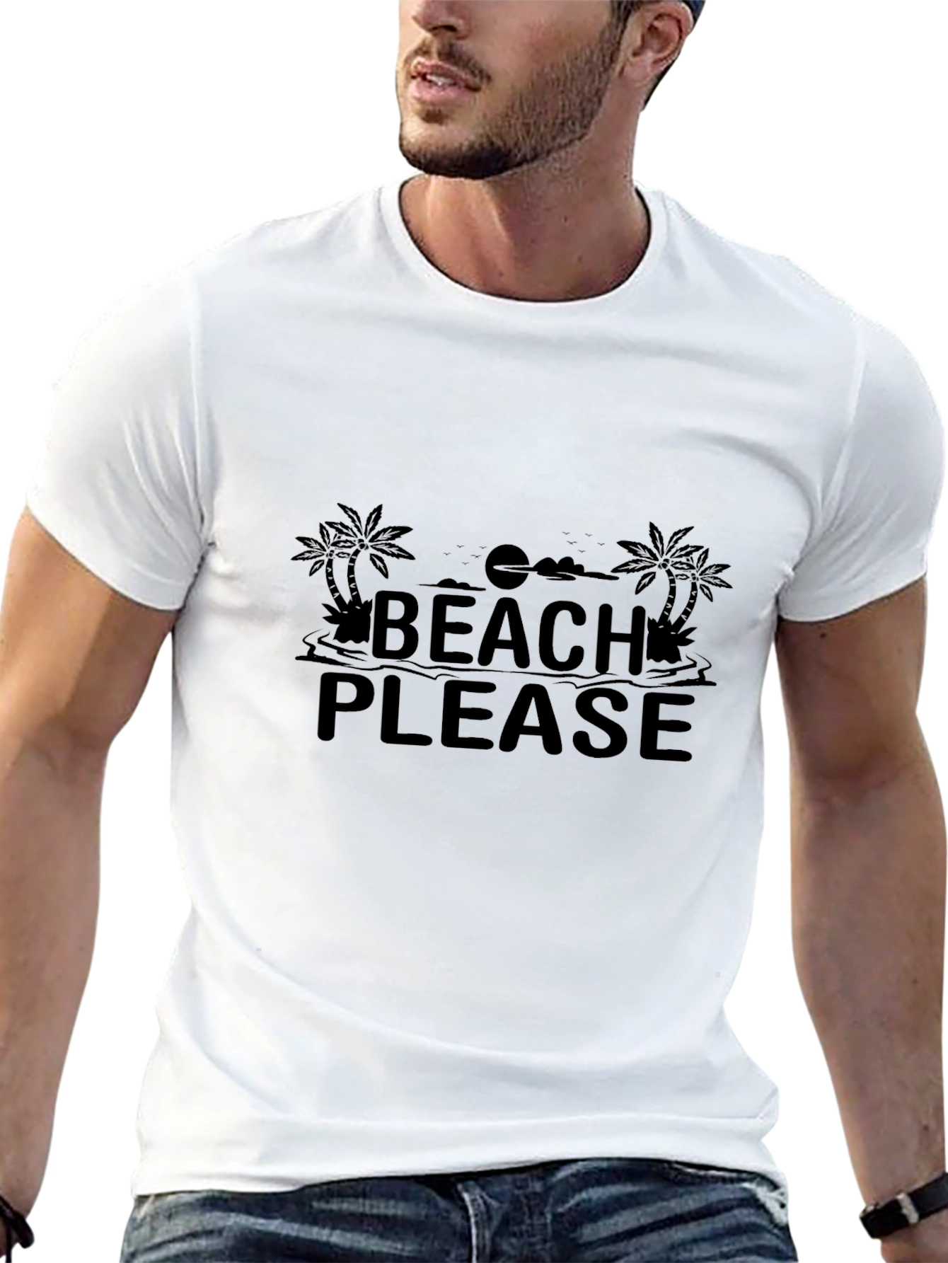 Beach Please Graphic Tee - Black Unisex T-Shirt
