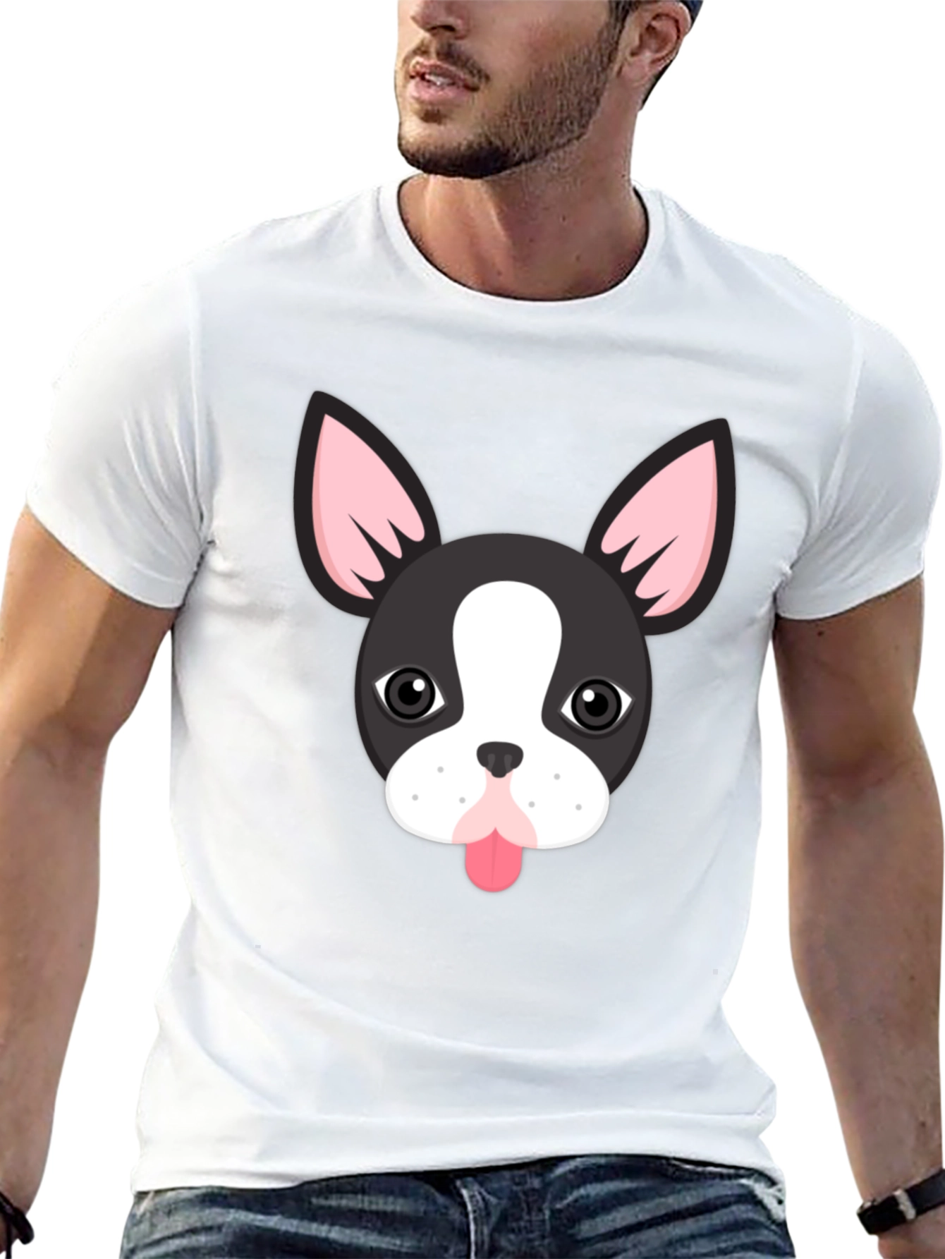 Black T-Shirt with Cute Dog Design