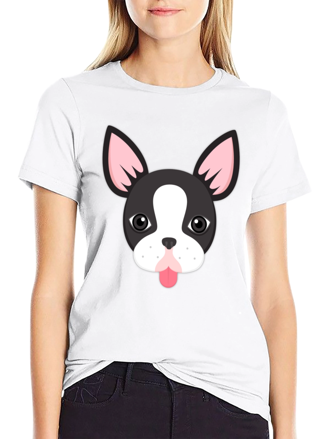 Black T-Shirt with Cute Dog Design