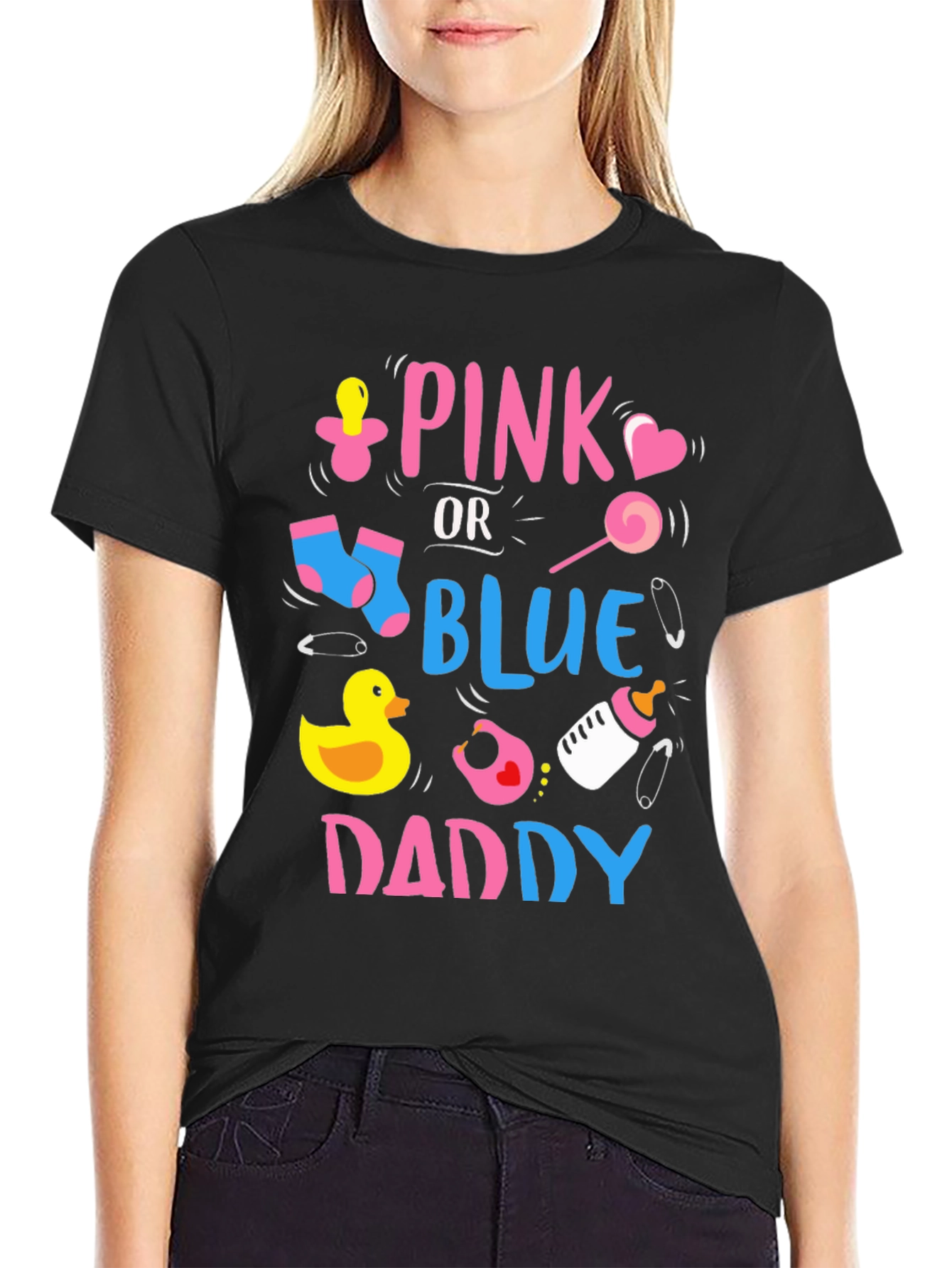 Pink or Blue Daddy T-Shirt: Baby Gender Reveal