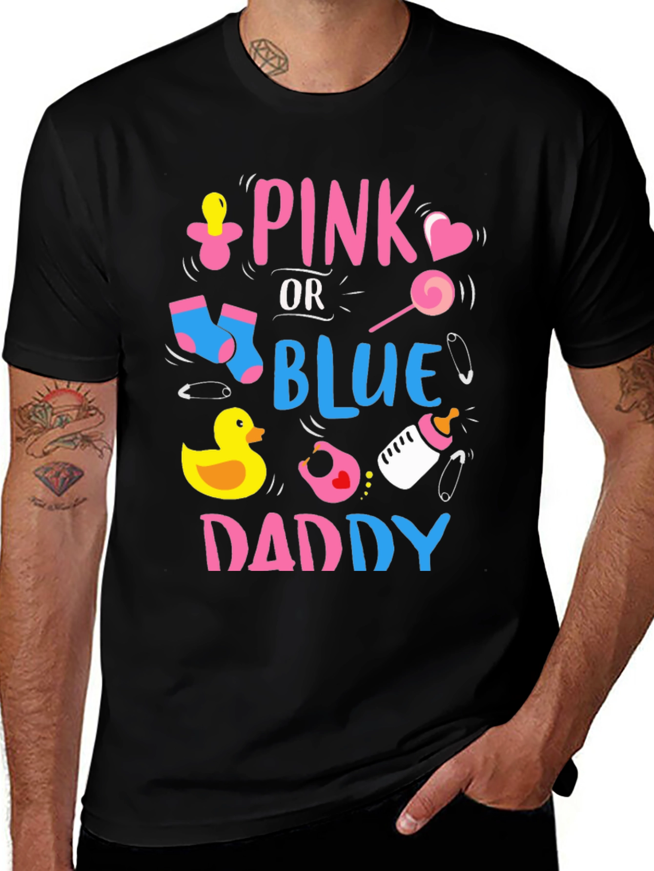 Pink or Blue Daddy T-Shirt: Baby Gender Reveal