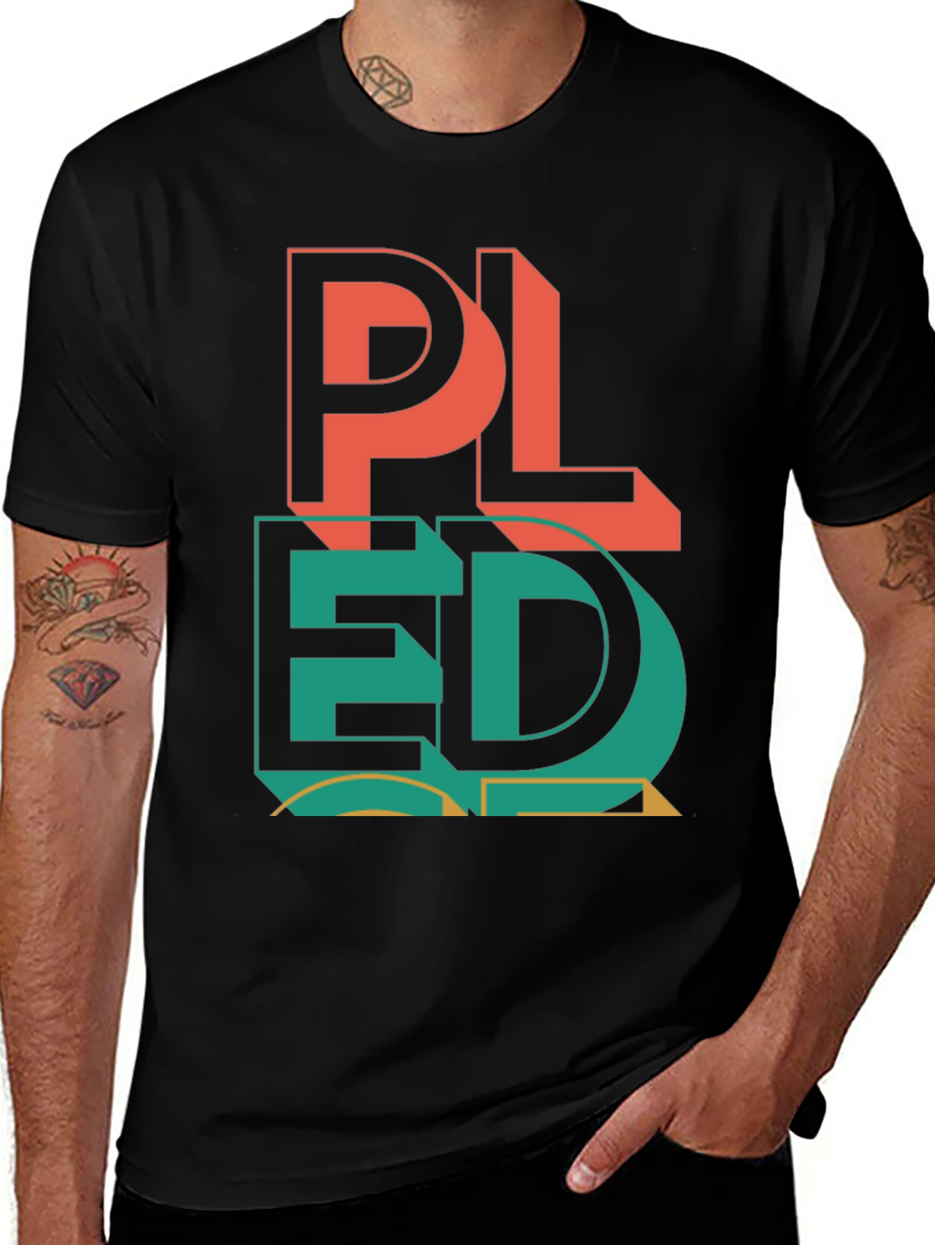 PLEDGE Graphic Print Black T-Shirt