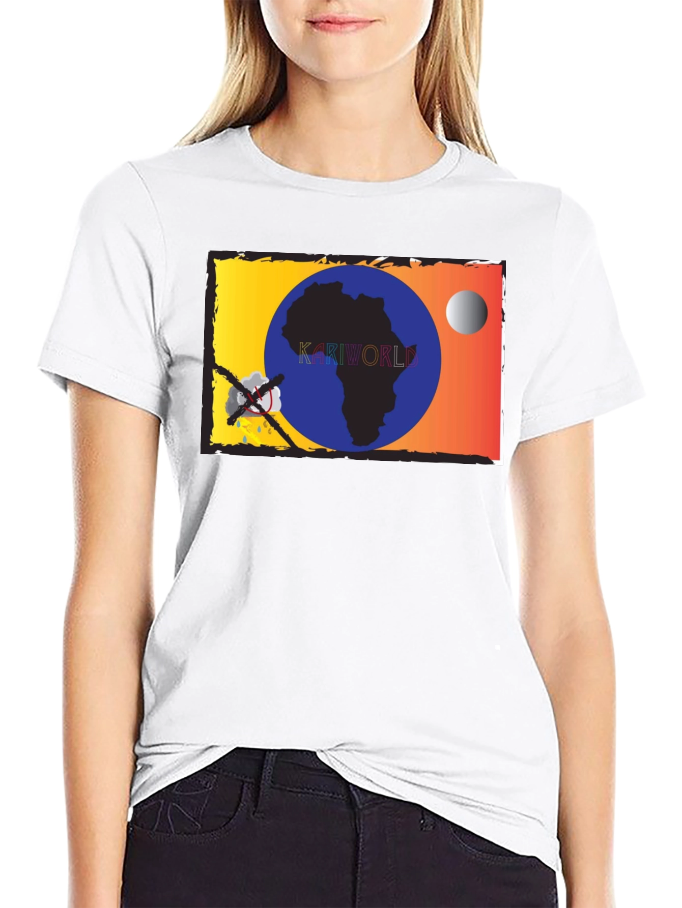 Kariworld T-Shirt - Black Cotton Graphic Tee