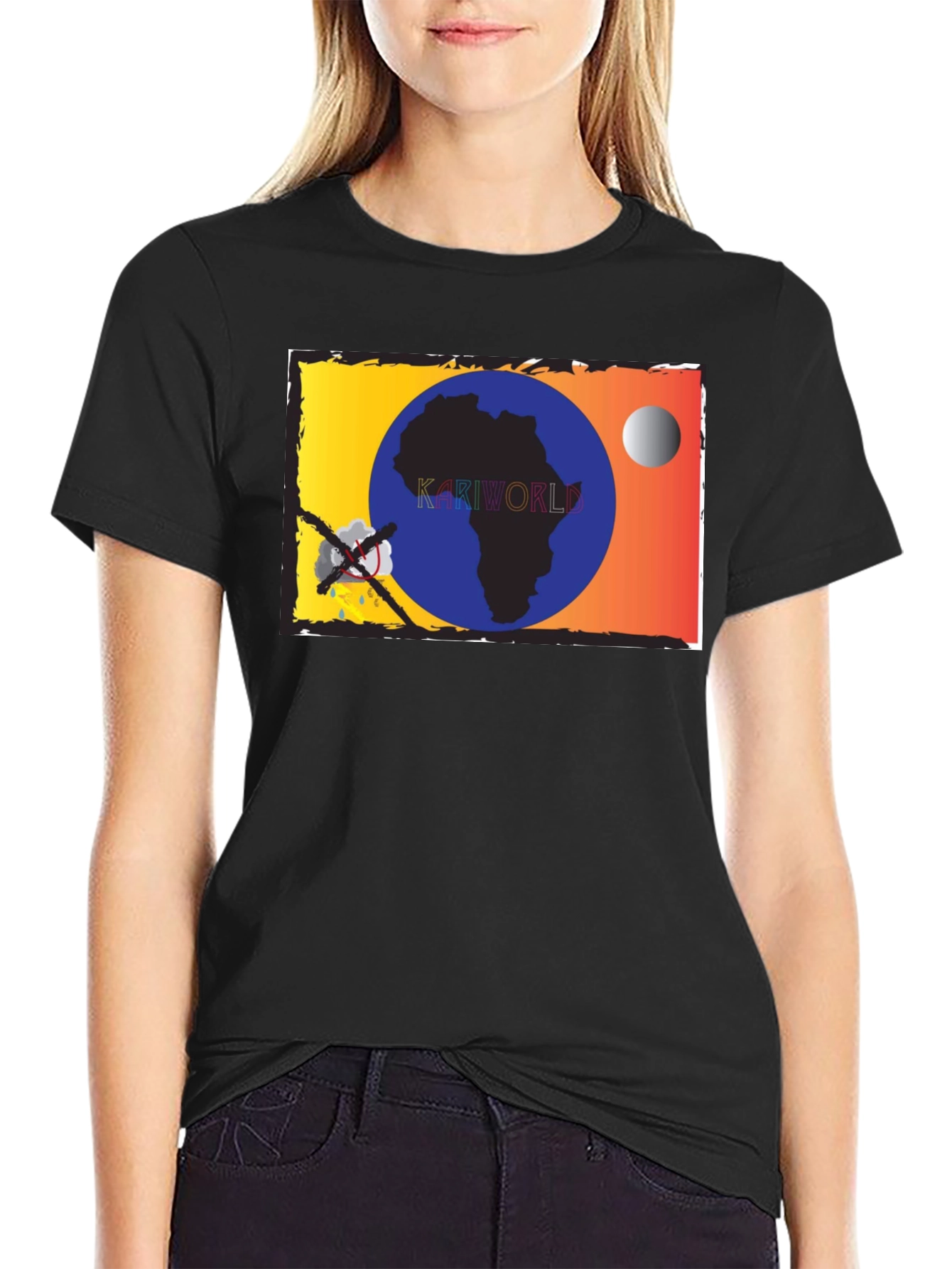 Kariworld T-Shirt - Black Cotton Graphic Tee