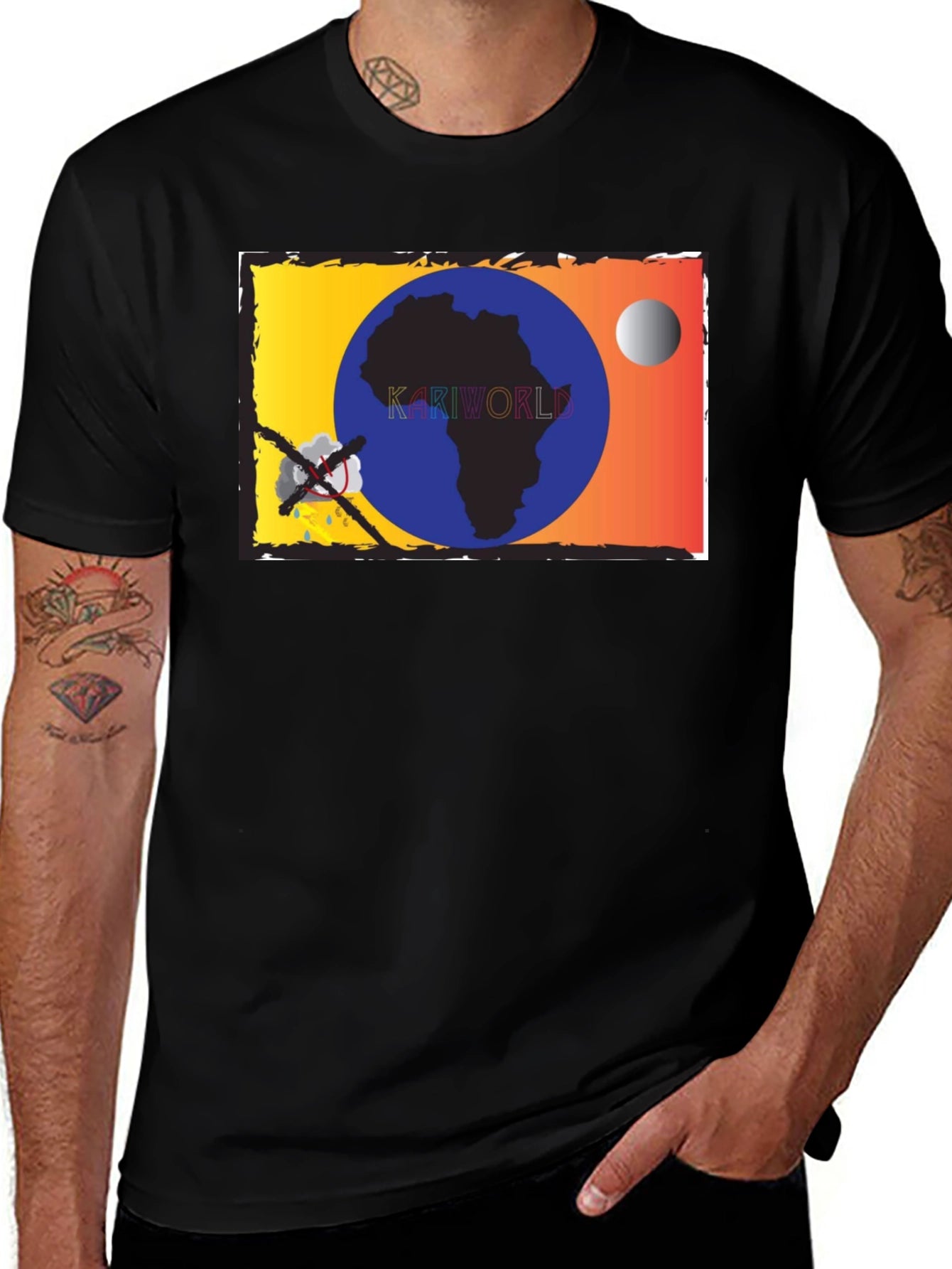 Kariworld T-Shirt - Black Cotton Graphic Tee