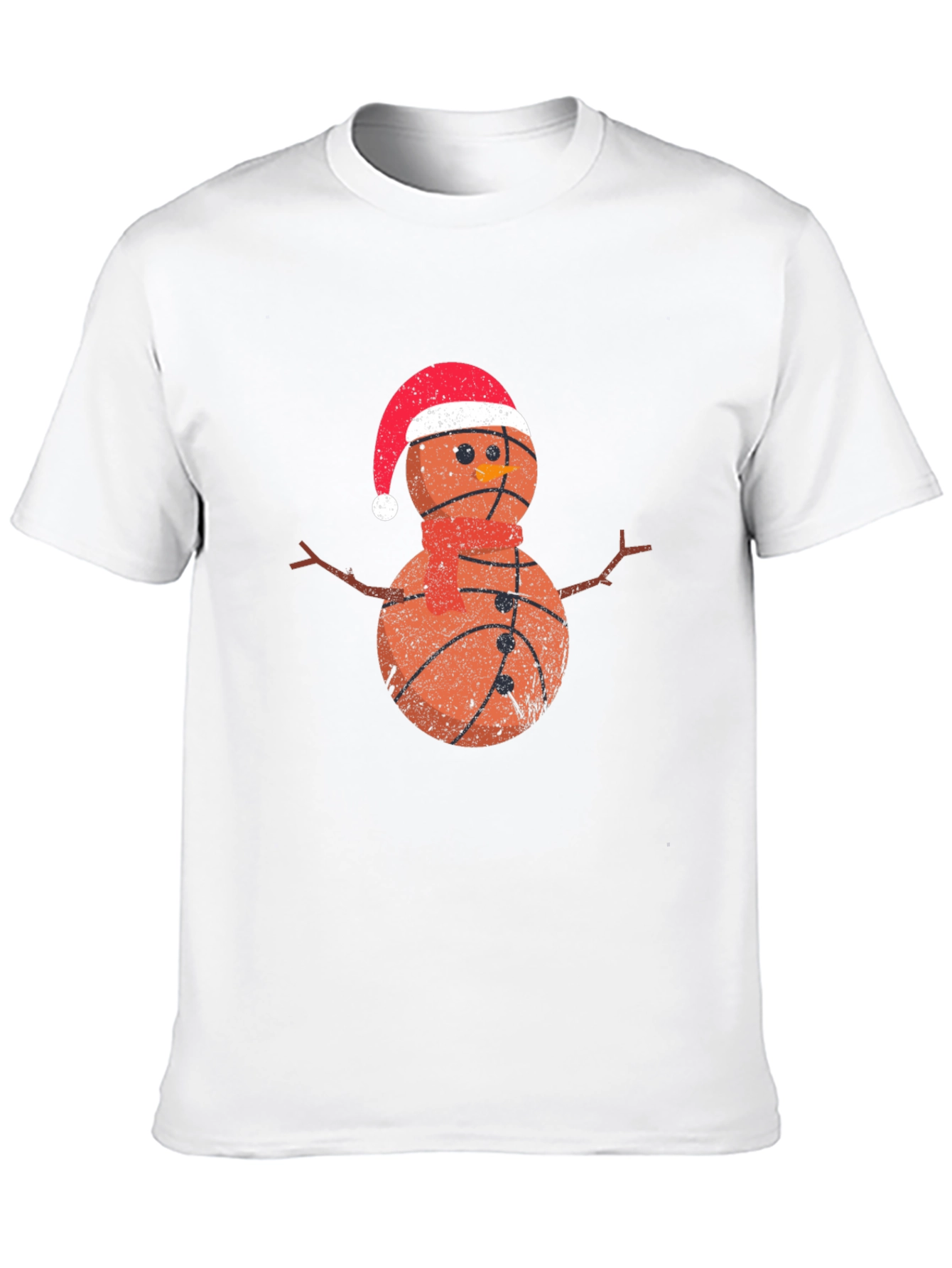 Basketball Snowman Christmas Graphic T-Shirt