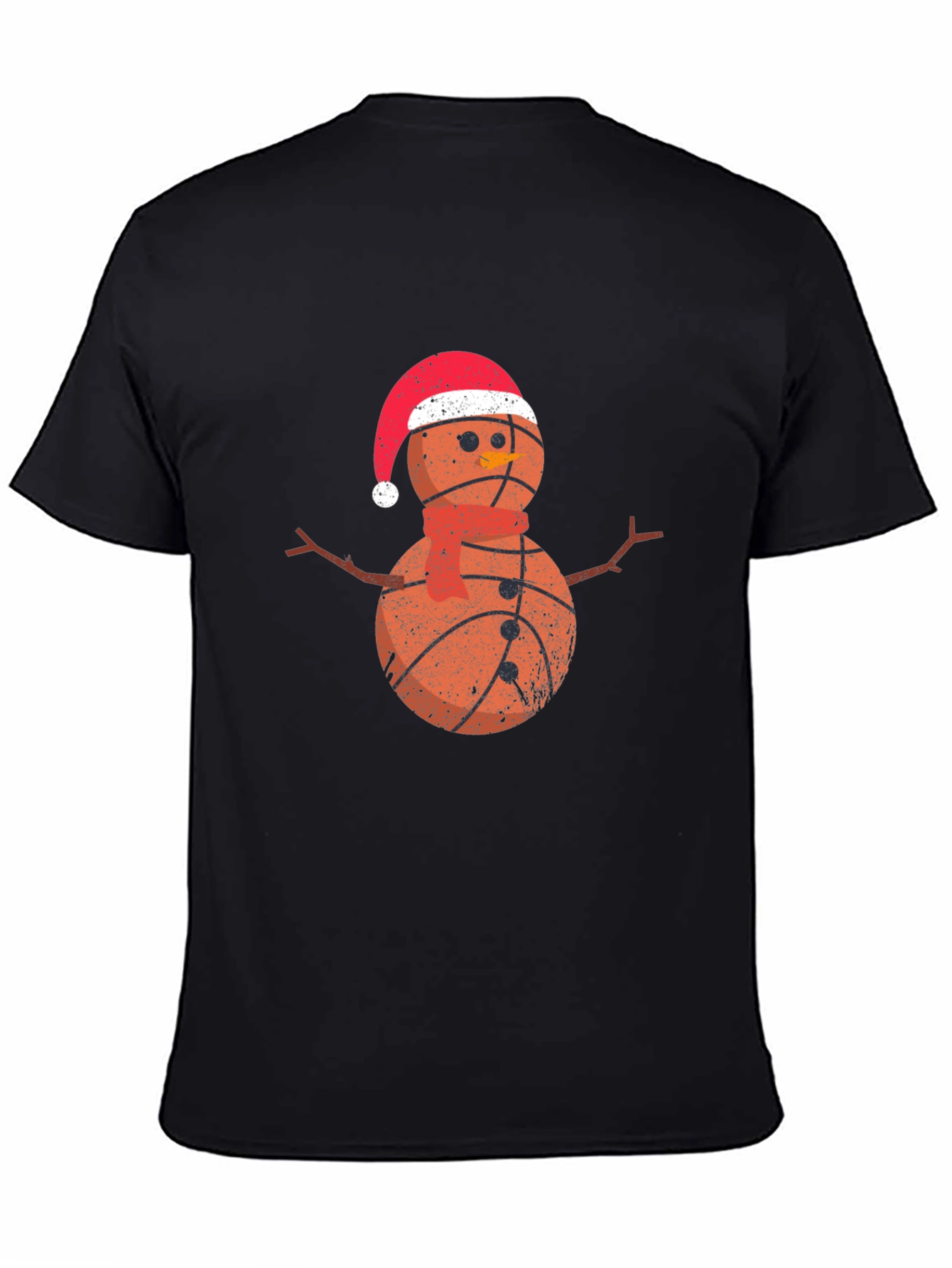 Basketball Snowman Christmas Graphic T-Shirt