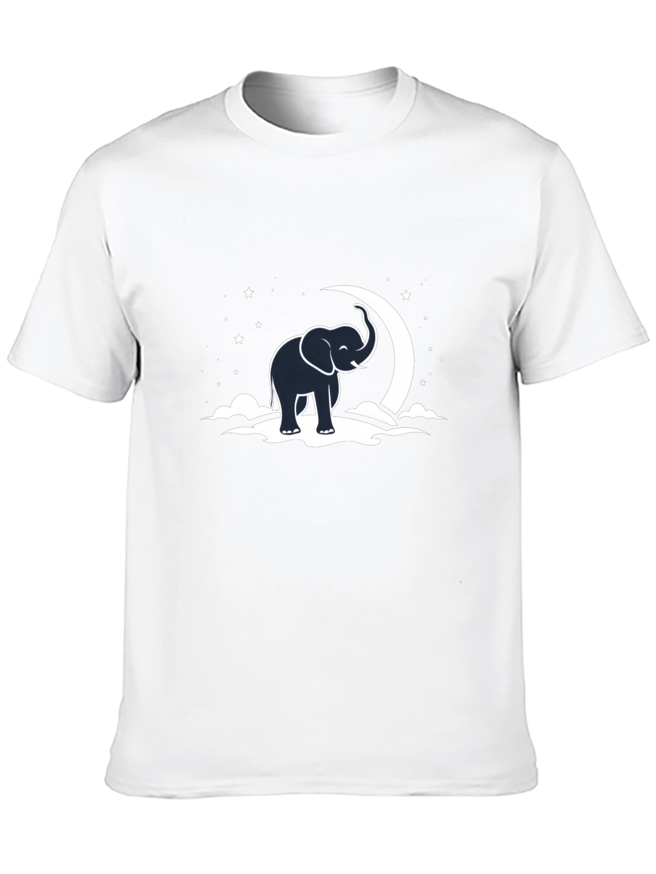Elephant & Moon Graphic Tee - Black Cotton T-Shirt