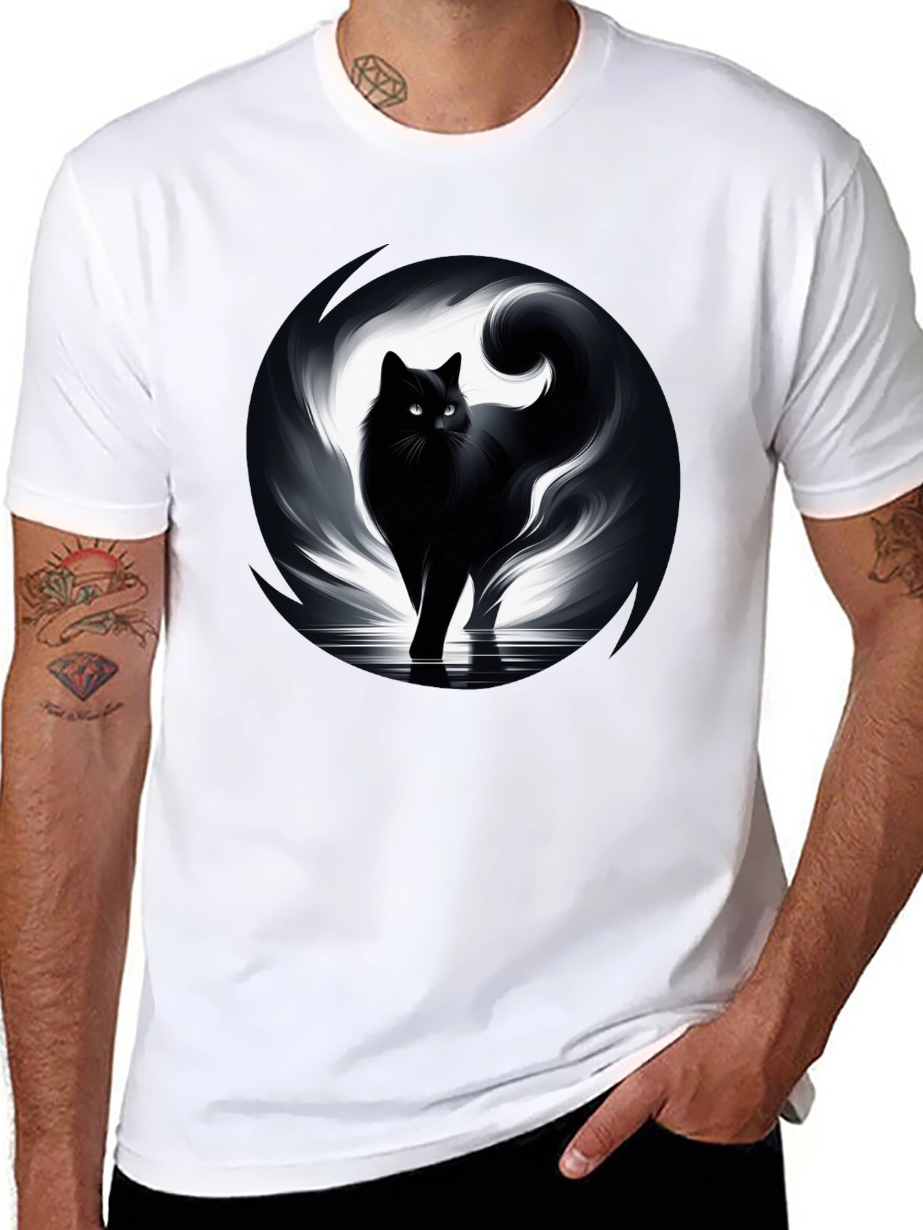 Mystic Cat Graphic Tee - Black
