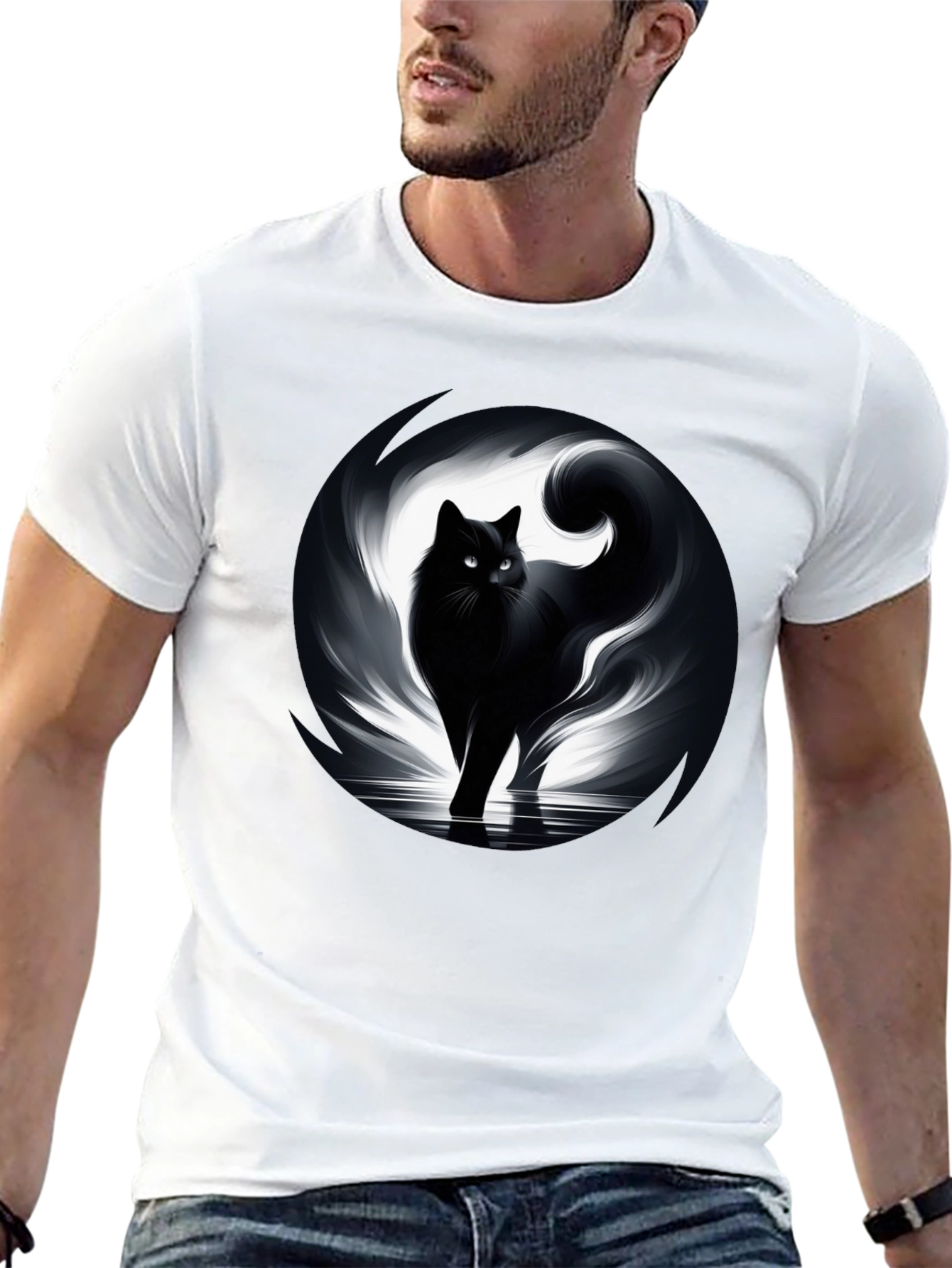 Mystic Cat Graphic Tee - Black