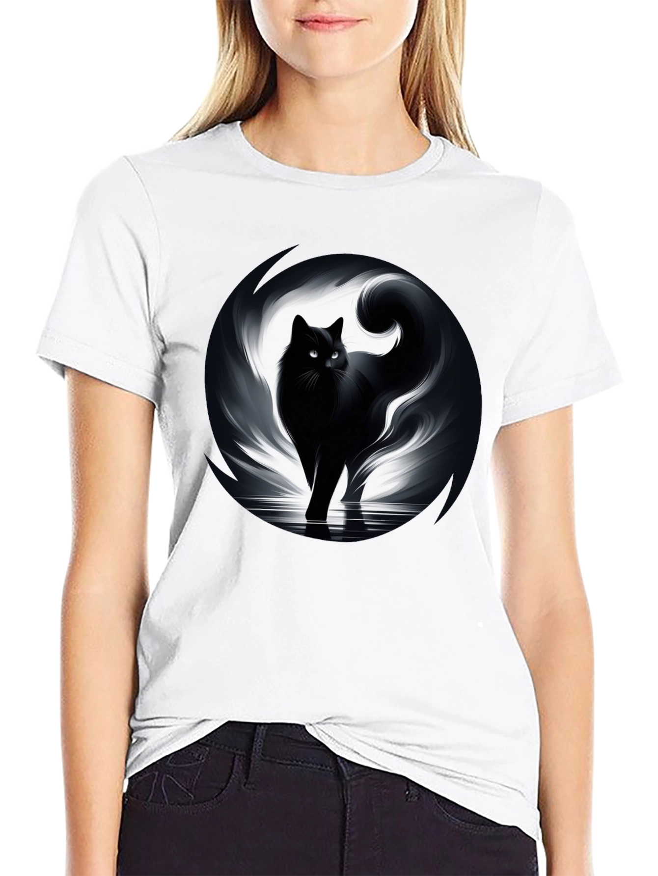 Mystic Cat Graphic Tee - Black