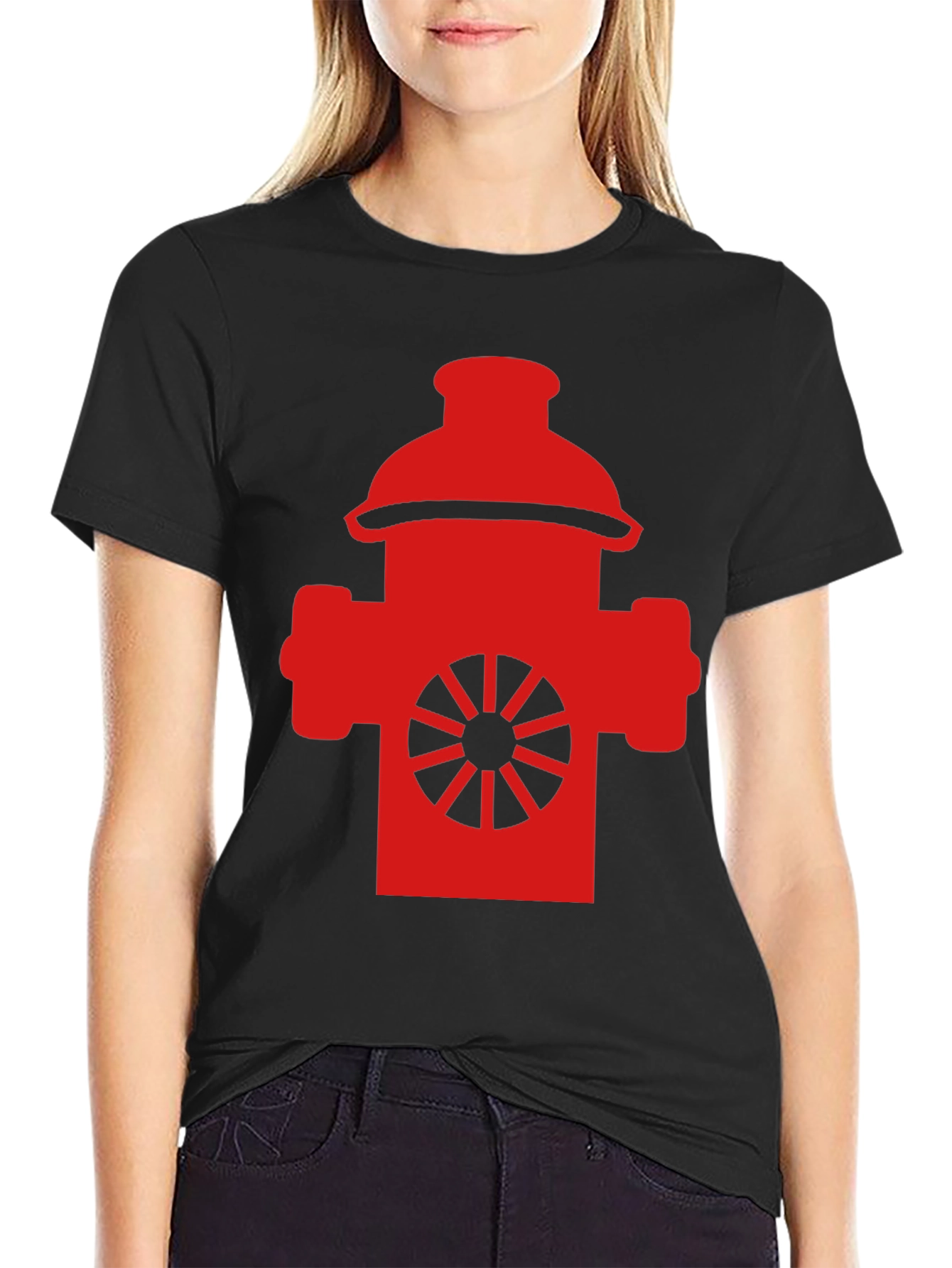 Fire Hydrant Graphic Tee - Black Cotton Blend
