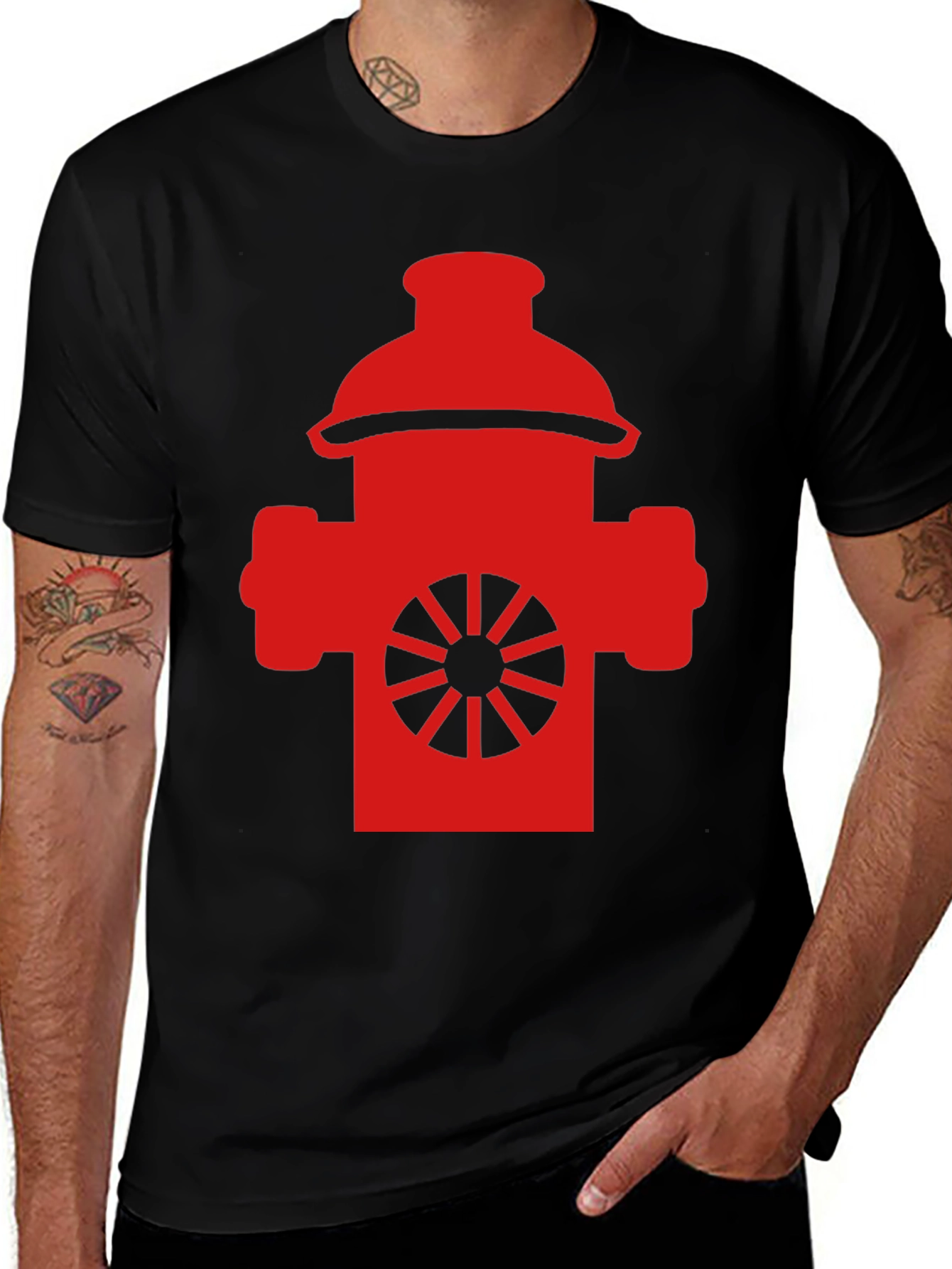 Fire Hydrant Graphic Tee - Black Cotton Blend