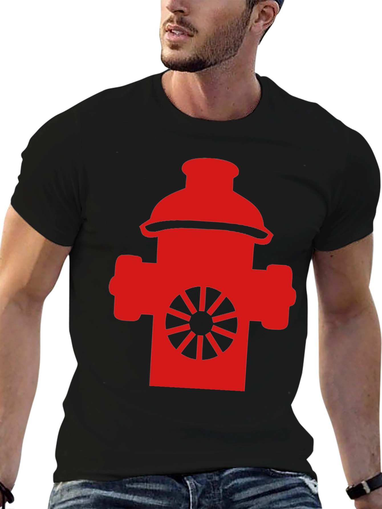 Fire Hydrant Graphic Tee - Black Cotton Blend