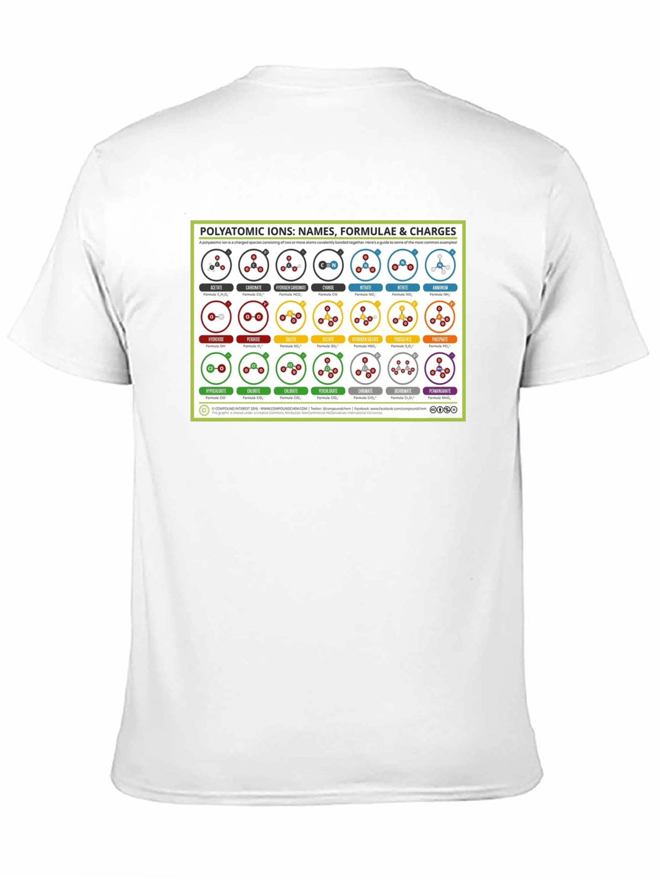 Polyatomic Ions Chart Graphic T-Shirt