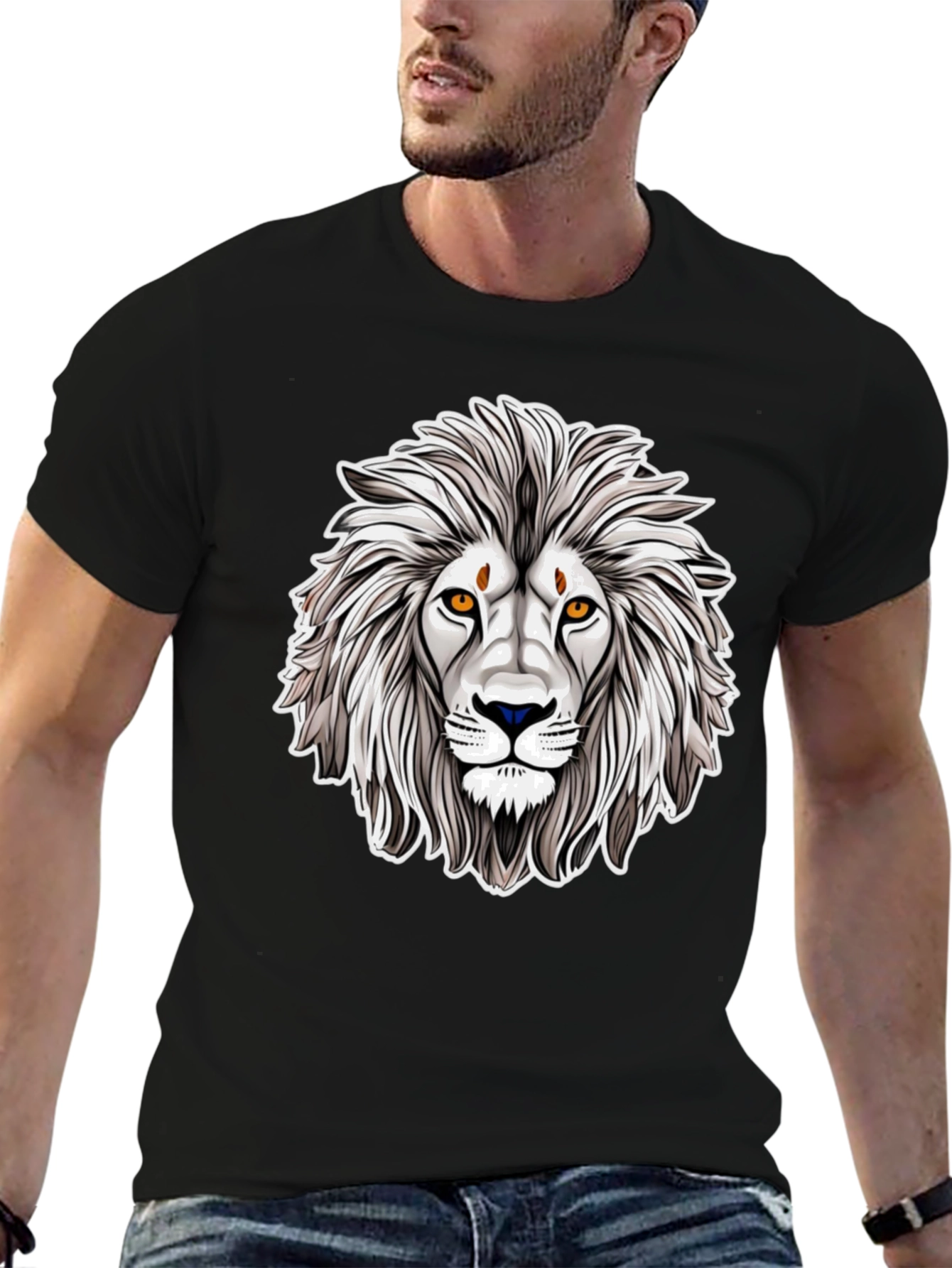 Lion Graphic Black T-Shirt - Cool Animal Tee