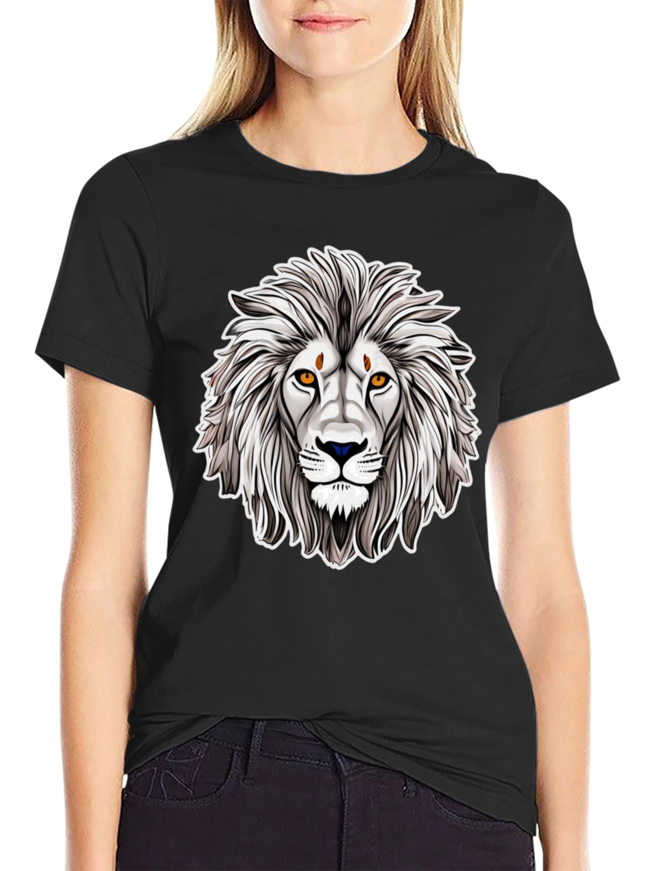 Lion Graphic Black T-Shirt - Cool Animal Tee